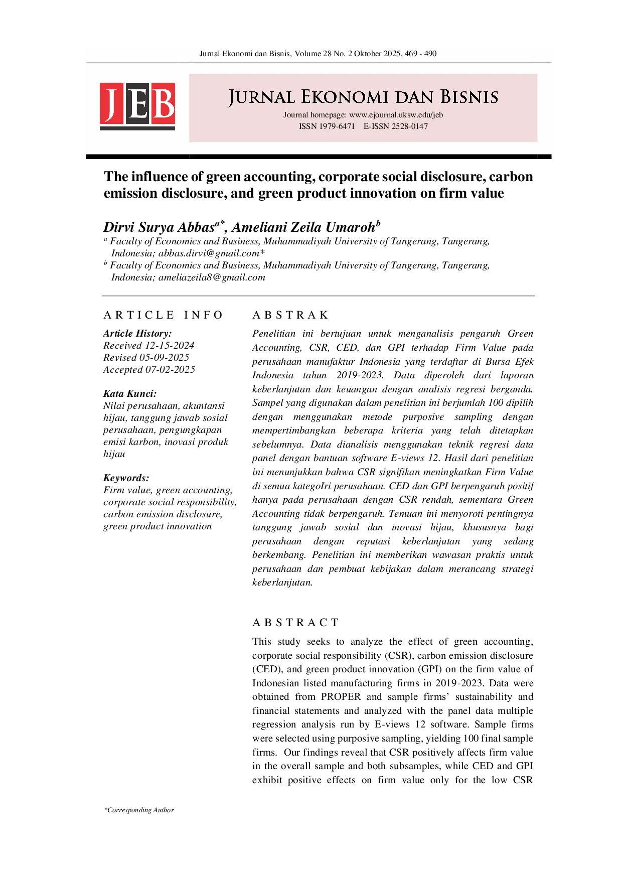 JURIS The influence of green accounting corporate social disclosure carbon emission disclosure and green product innovation on firm value