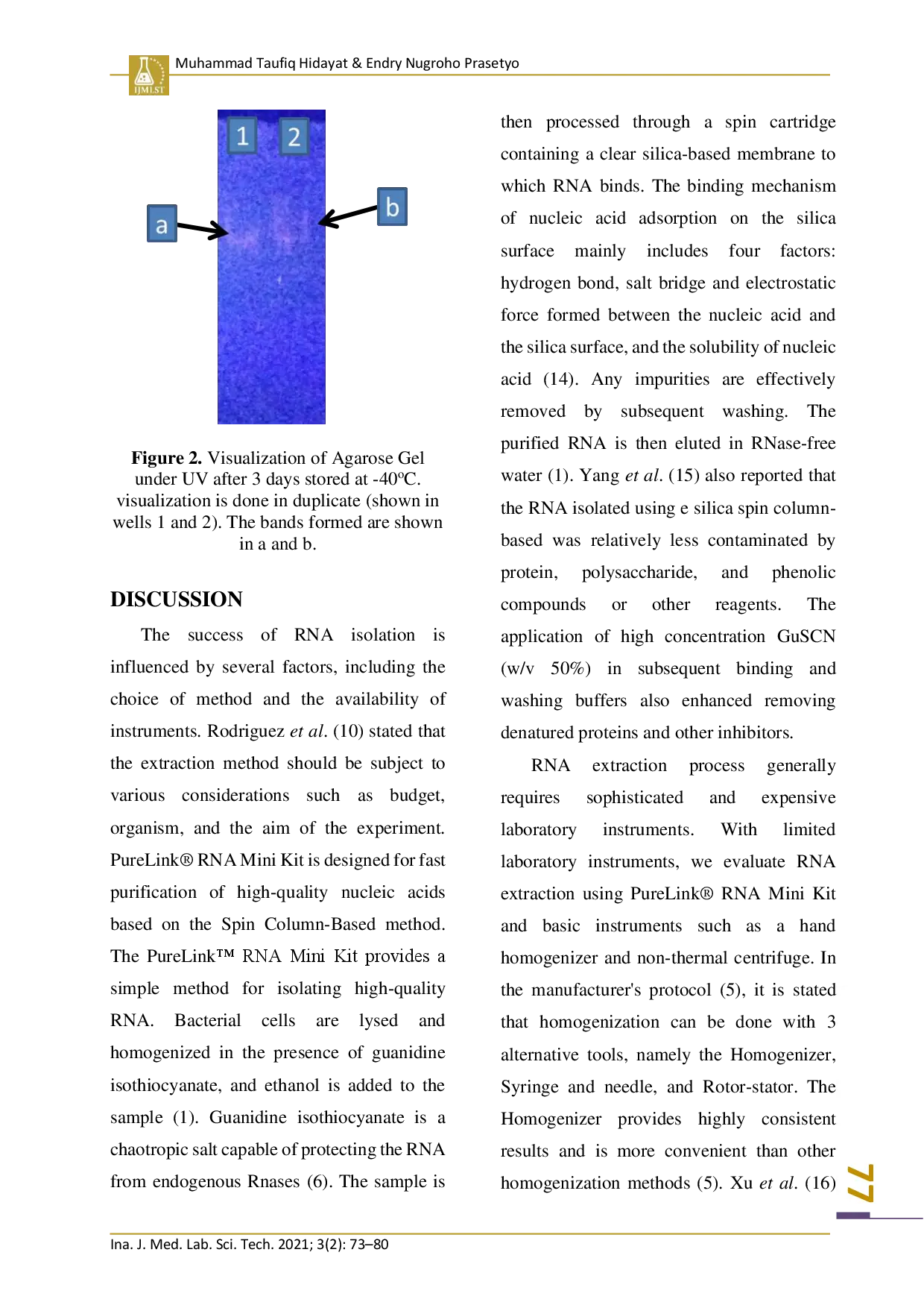 juris Modified Spin Column Based RNA Extraction Methods of Staphylococcus Aureus Using PureLink RNA Mini Kit and Basic Laboratory Instrument