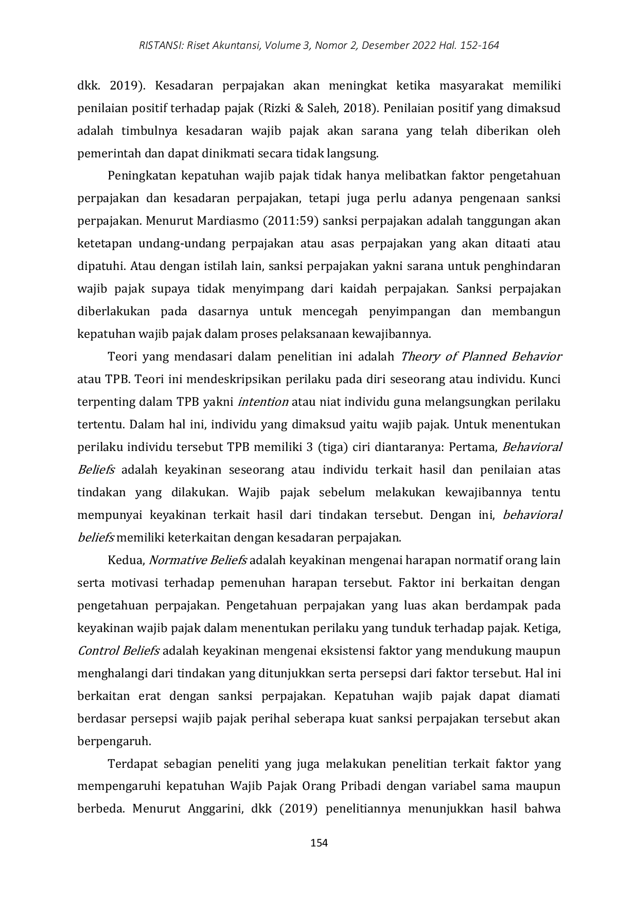 JURIS Pengaruh Pengetahuan Perpajakan Kesadaran Perpajakan dan Sanksi Perpajakan Terhadap Kepatuhan Wajib Pajak Orang Pribadi