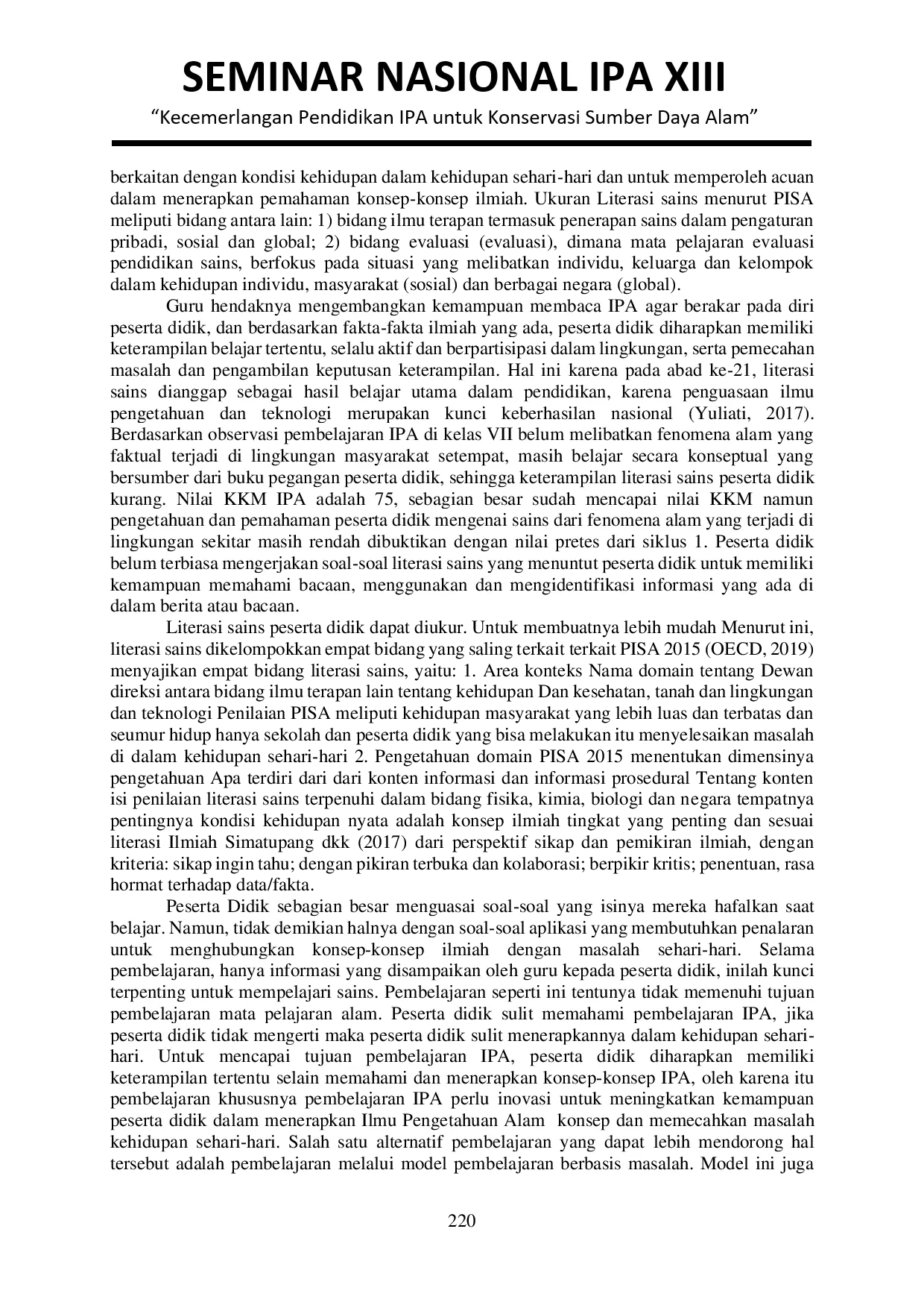 JURIS Peningkatan Keterampilan Literasi Sains Menerapkan Problem Based Learning Berbasis Culturally Responsive Teaching Pada Kelas VII Di Smp Negeri 2 Ambarawa