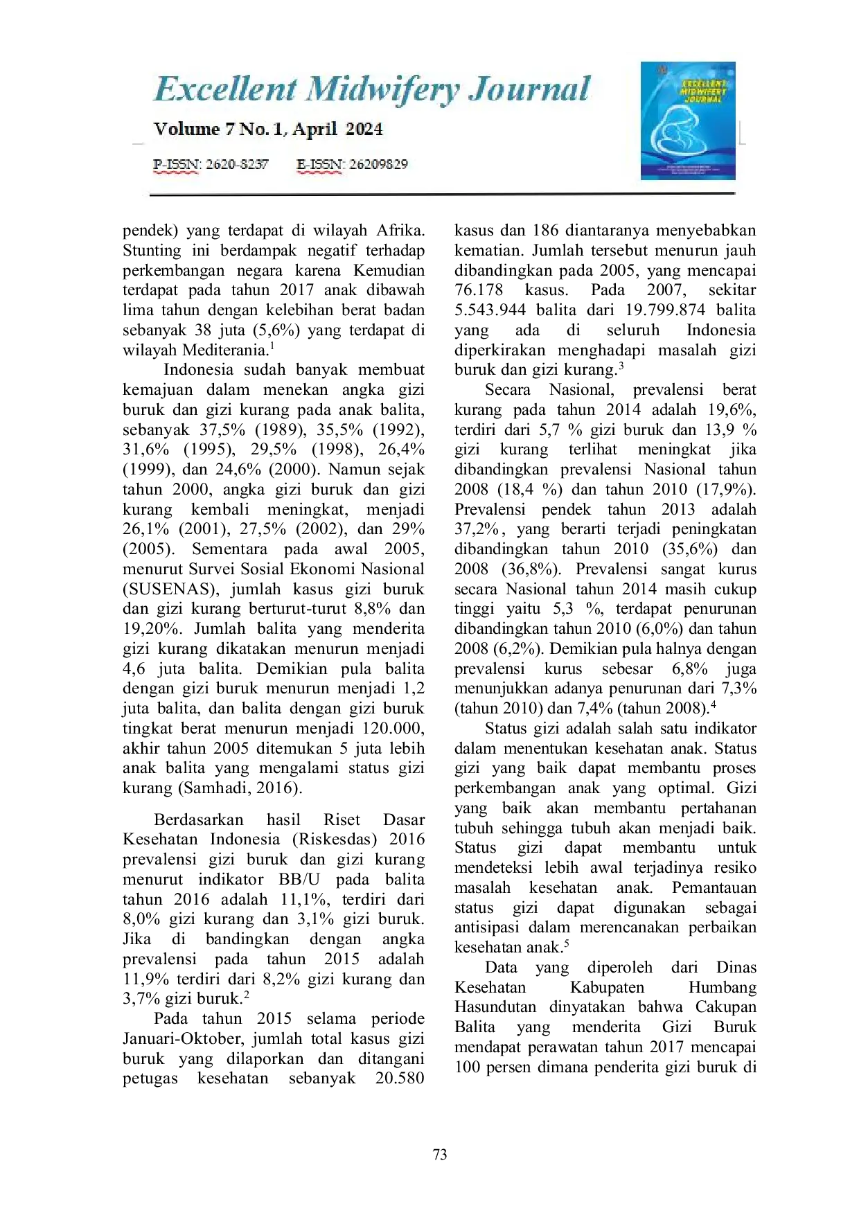 JURIS Hubungan Status Gizi Dan Perkembangan Anak Balita Di Desa Simarigung Kecamatan Dolok Sanggul