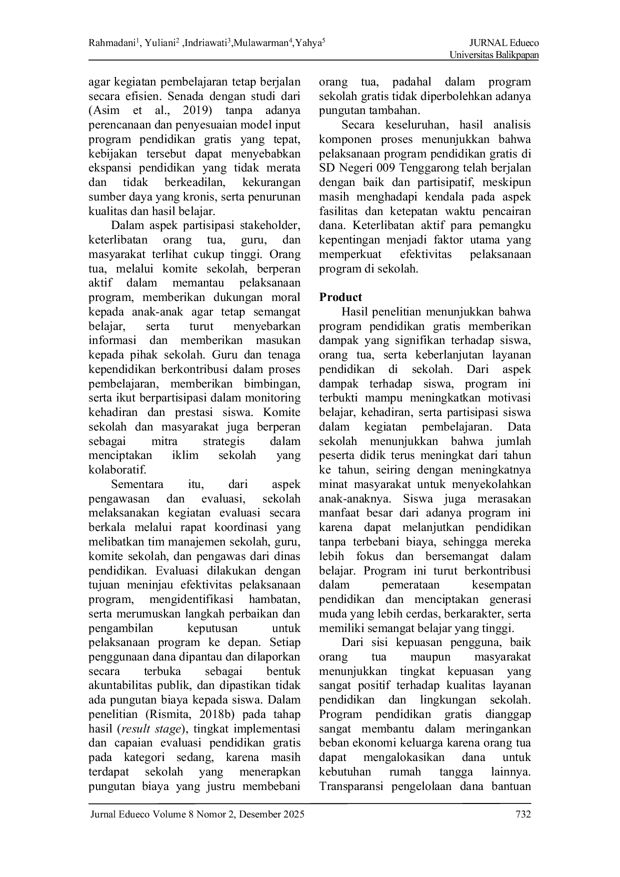 JURIS Evaluasi Program Sekolah Gratis Di Sd Negeri 009 Tenggarong Dengan Cipp Model