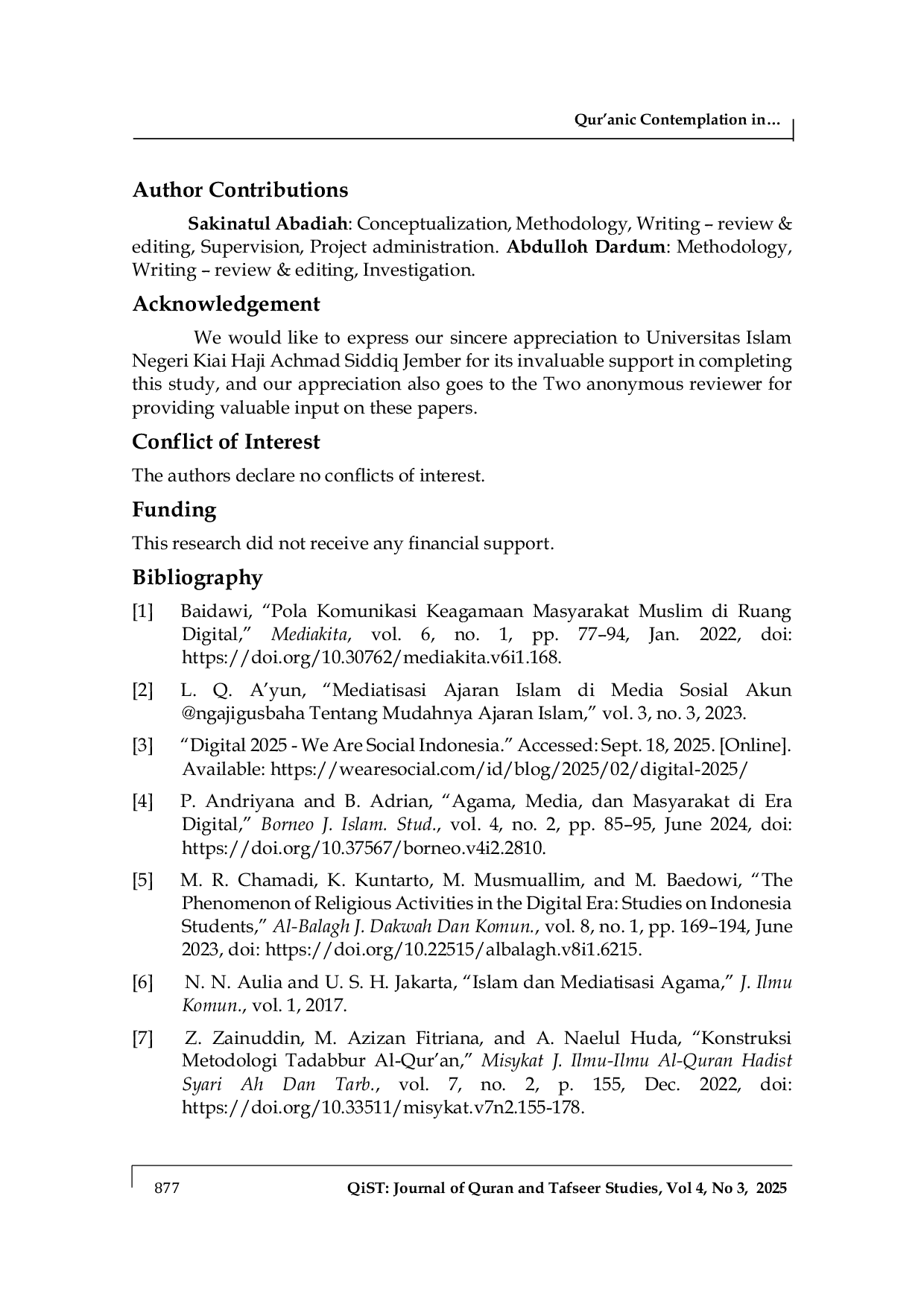 JURIS Qur anic Contemplation in the Digital Sphere An Analysis of Qur an Journaling Practices in Virtual Communities