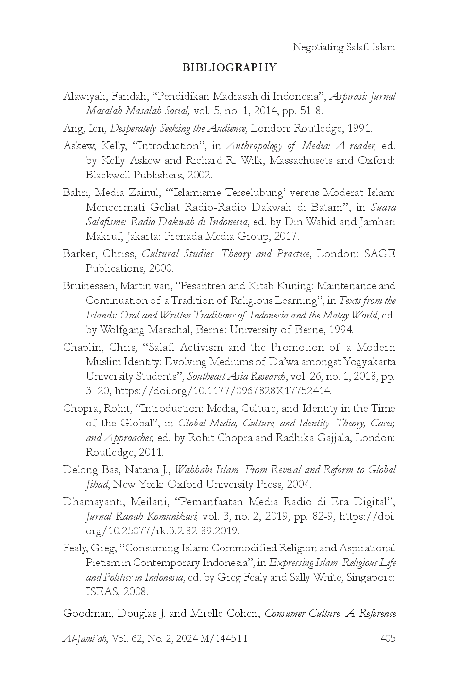 juris Negotiating Salafi Islam of Hang Radio Responses of Active Muslim Audiences to Hang Radio in Batam Indonesia