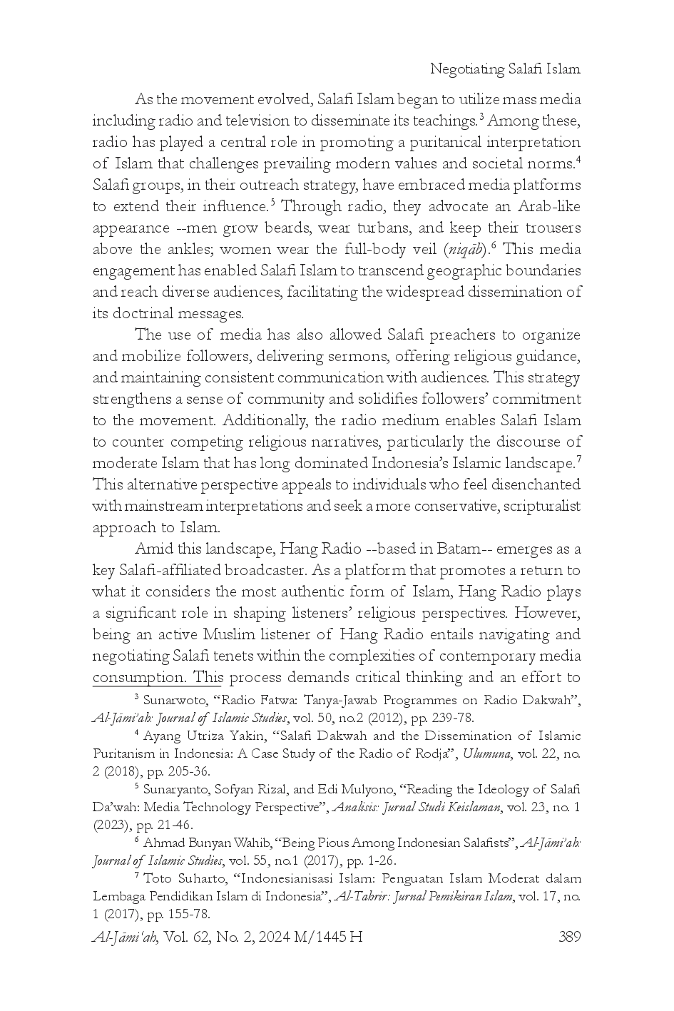 juris Negotiating Salafi Islam of Hang Radio Responses of Active Muslim Audiences to Hang Radio in Batam Indonesia