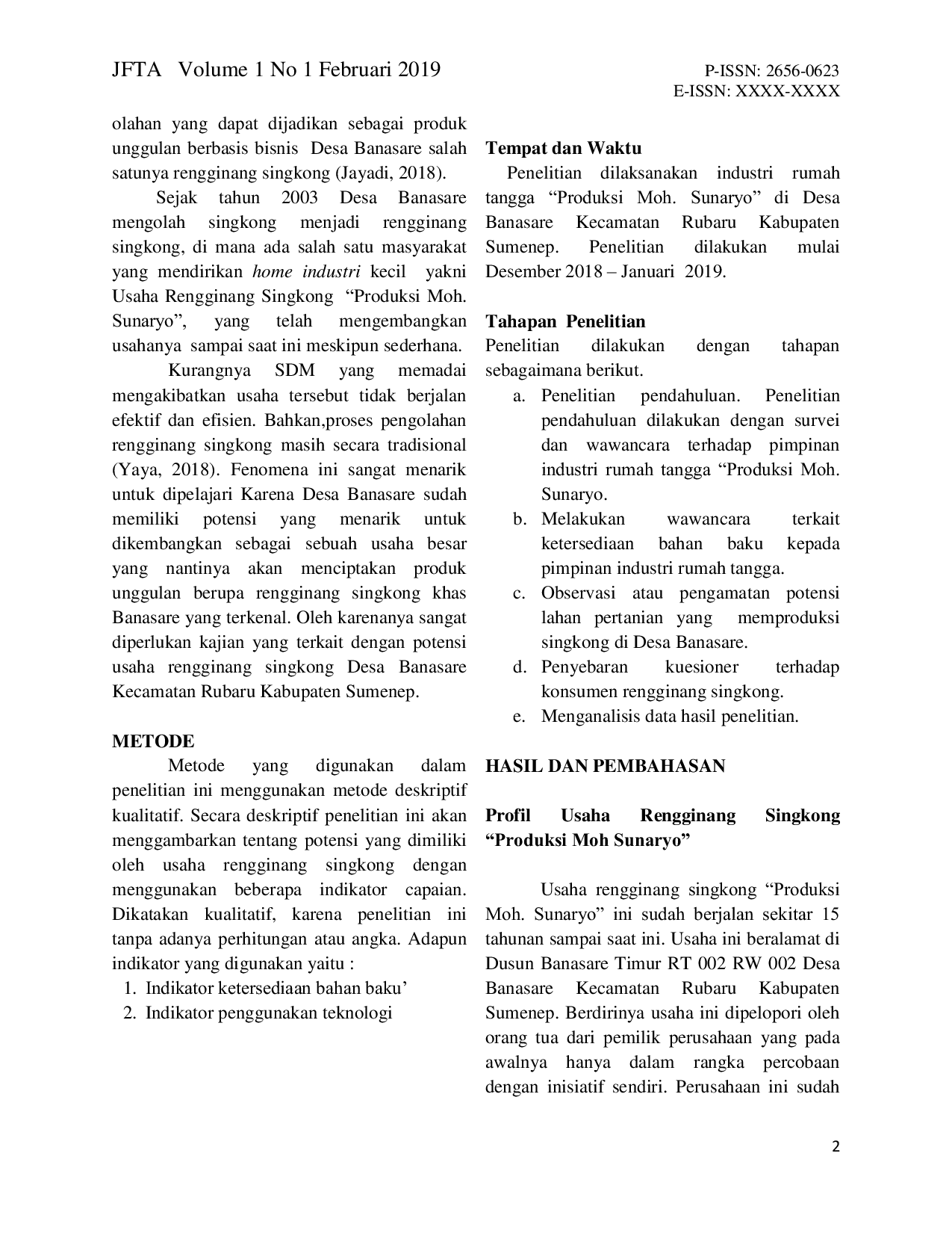 JURIS Kajian Potensi Usaha Rengginang Singkong