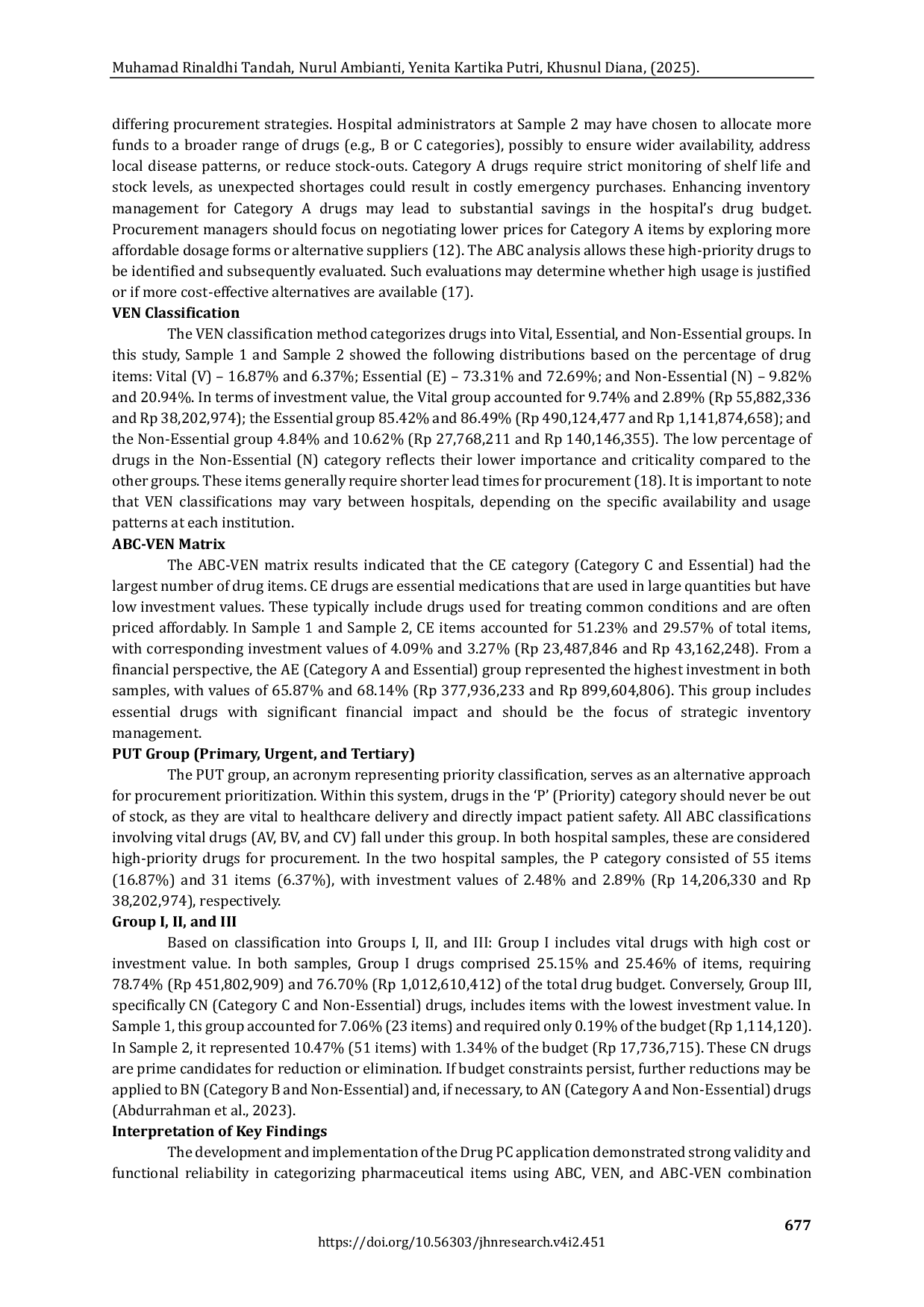 JURIS Development of Drug Plan and Control App Using ABC VEN and Combined Methods for Inventory Control