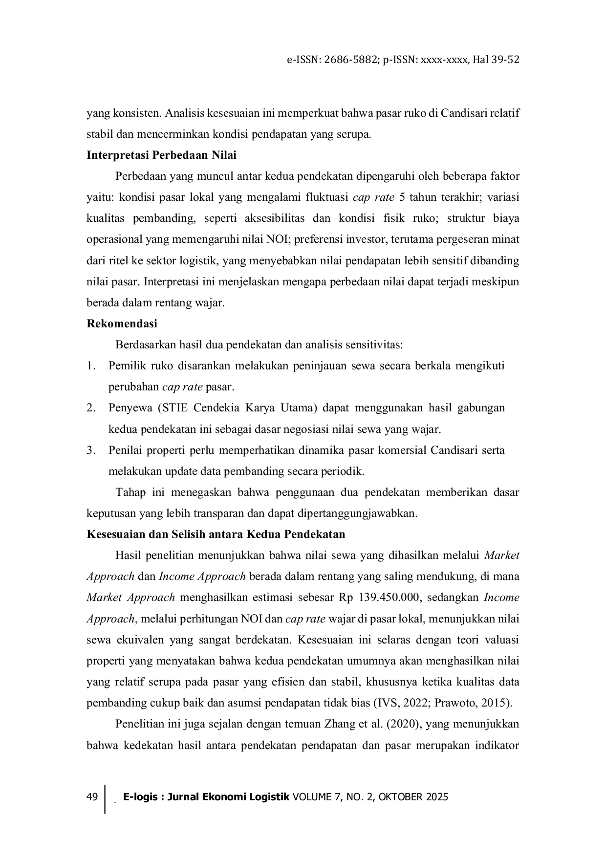 JURIS Analisis Nilai Sewa Ruko Studi Kasus Ruko yang Disewa STIE Cendekia Karya Utama Kecamatan Candisari Kota Semarang