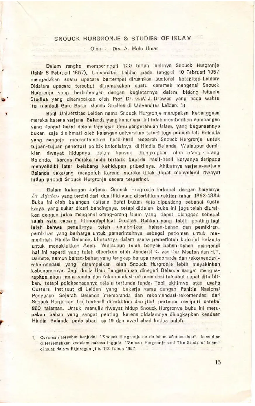 JURIS Snouck Hurgronje Studies of Islam