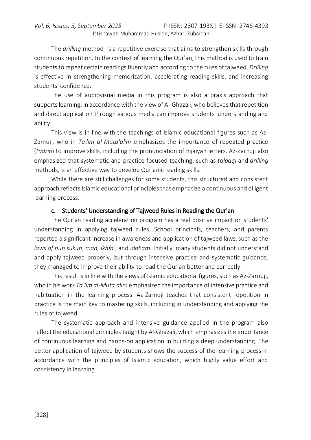 JURIS Implementation and Effectiveness of The Quran Reading Acceleration Program at SD Negeri 19 Sabang