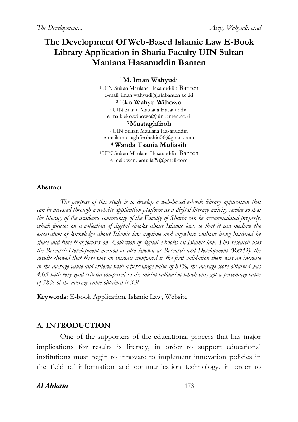 JURIS The Development Of Web Based Islamic Law E Book Library Application in Sharia Faculty UIN Sultan Maulana Hasanuddin Banten