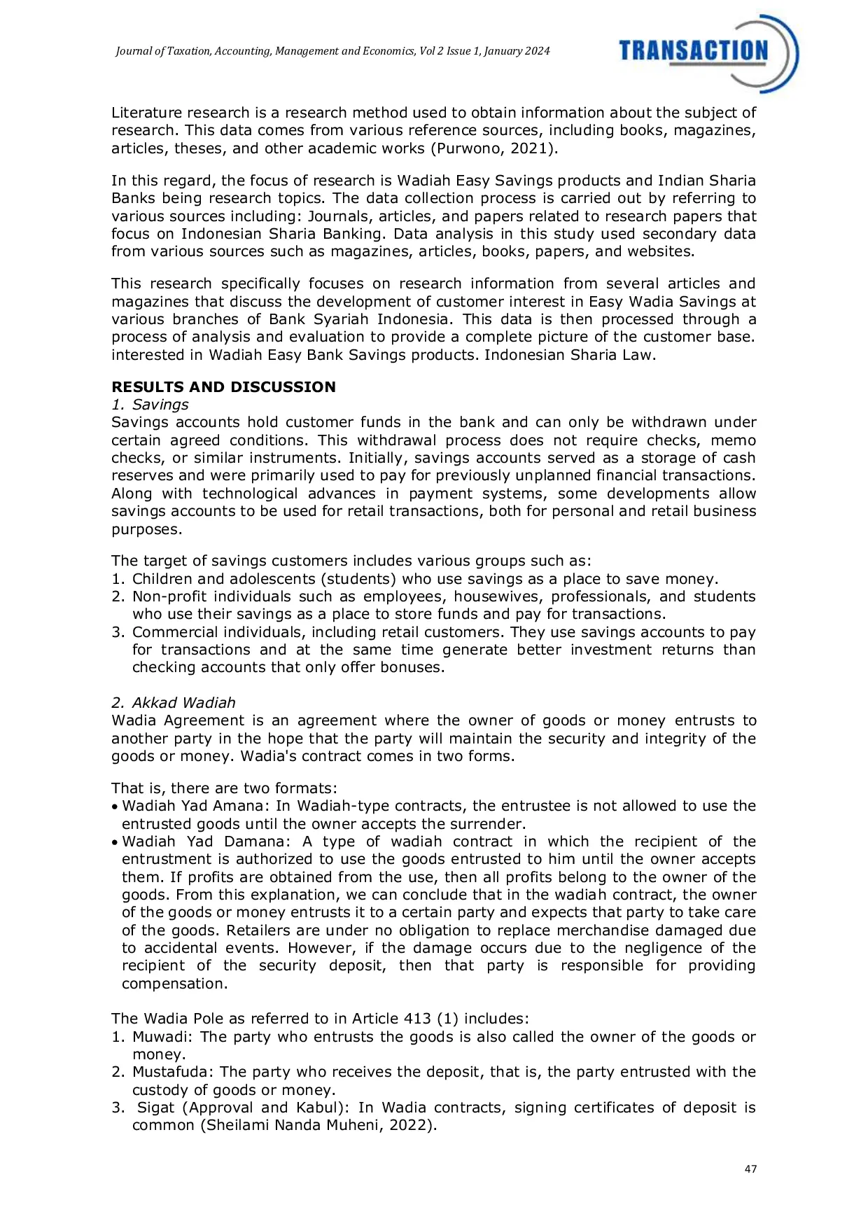 JURIS Easy Wadiah Savings Analysis of Customer Interest at Bank Syariah Indonesia