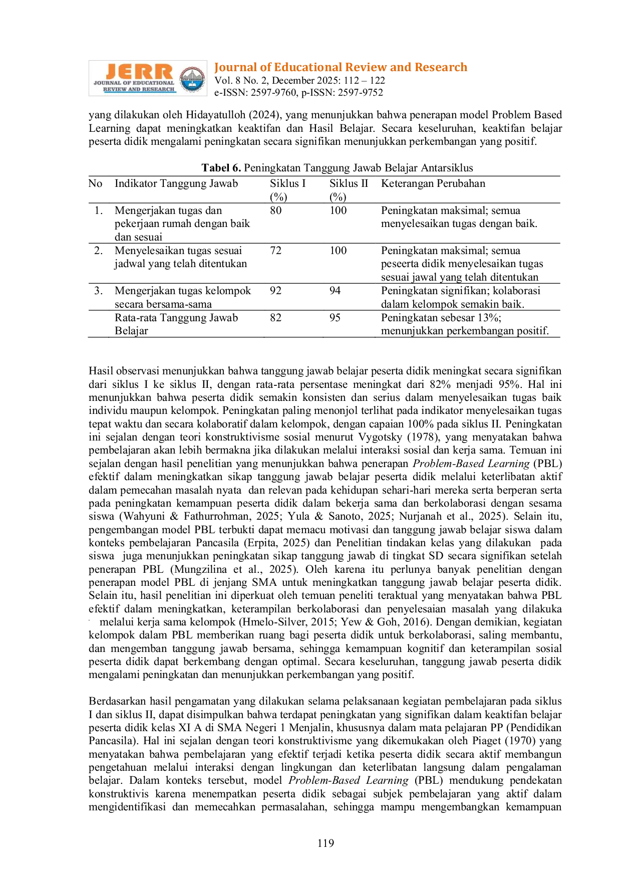 JURIS Penerapan Problem Based Learning Dalam Pembelajaran Pendidikan Pancasila Untuk Meningkatkan Keaktifan dan Tanggung Jawab Belajar Peserta Didik Kelas XI