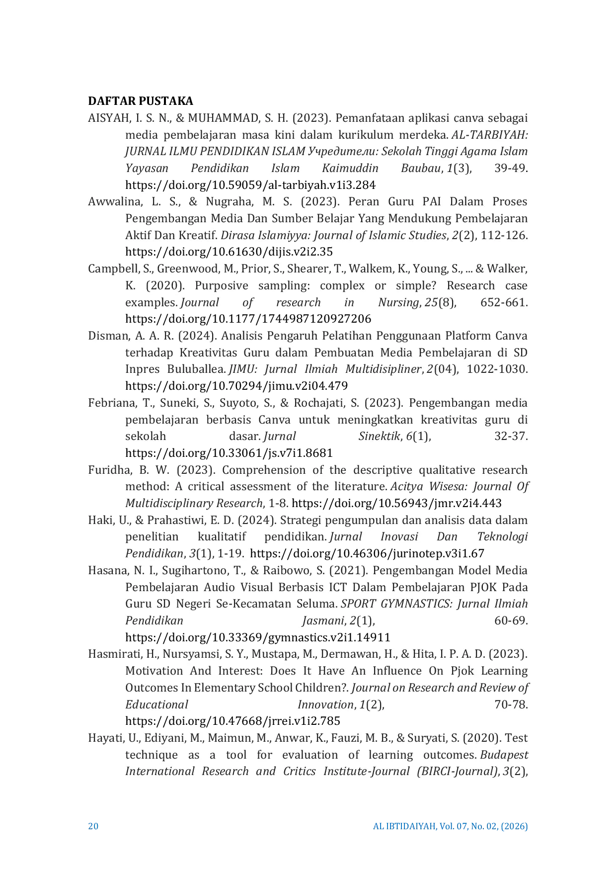 JURIS Implementasi Aplikasi Canva Sebagai Media Pembelajaran PJOK di SDN Sumberharjo Pacitan