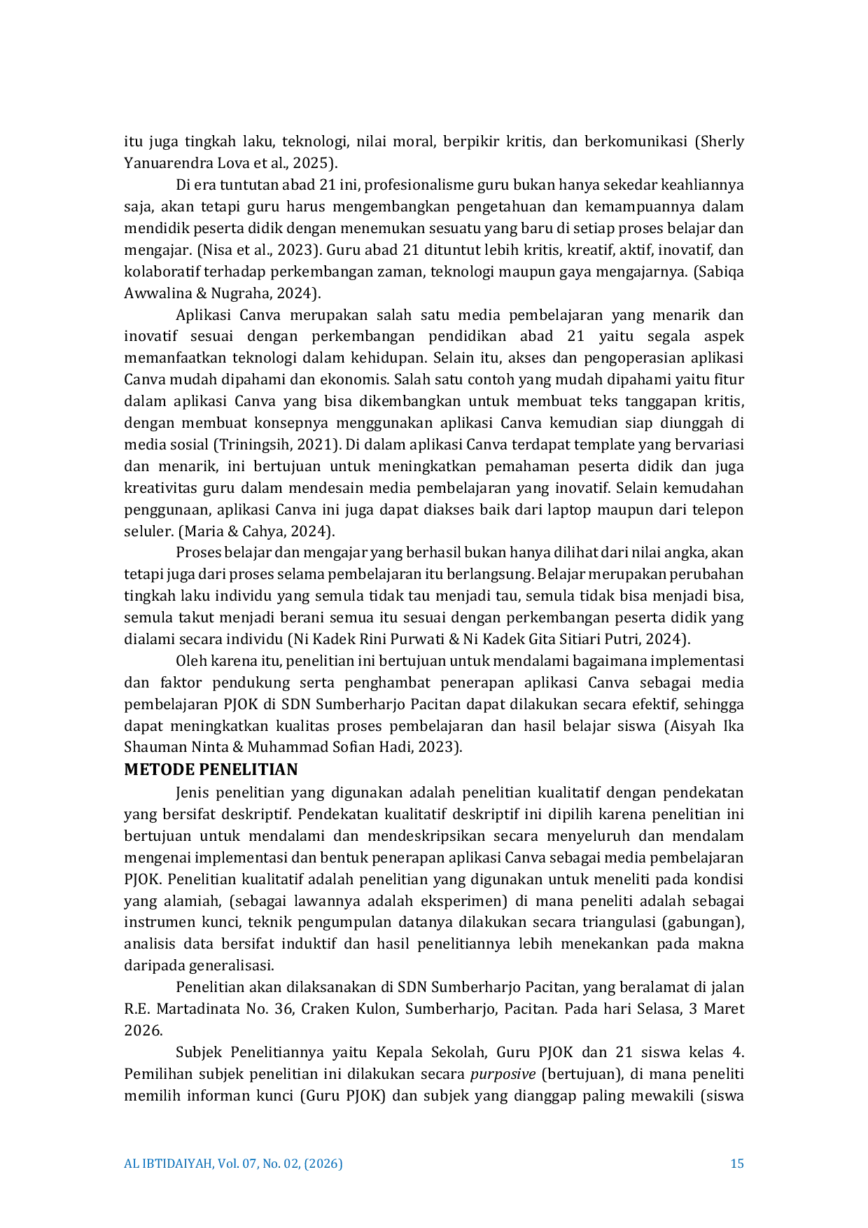 JURIS Implementasi Aplikasi Canva Sebagai Media Pembelajaran PJOK di SDN Sumberharjo Pacitan