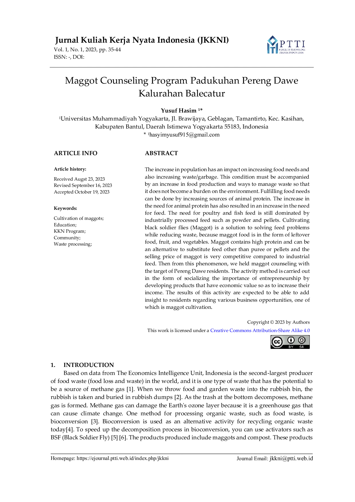 JURIS Maggot Counseling Program Padukuhan Pereng Dawe Kalurahan Balecatur