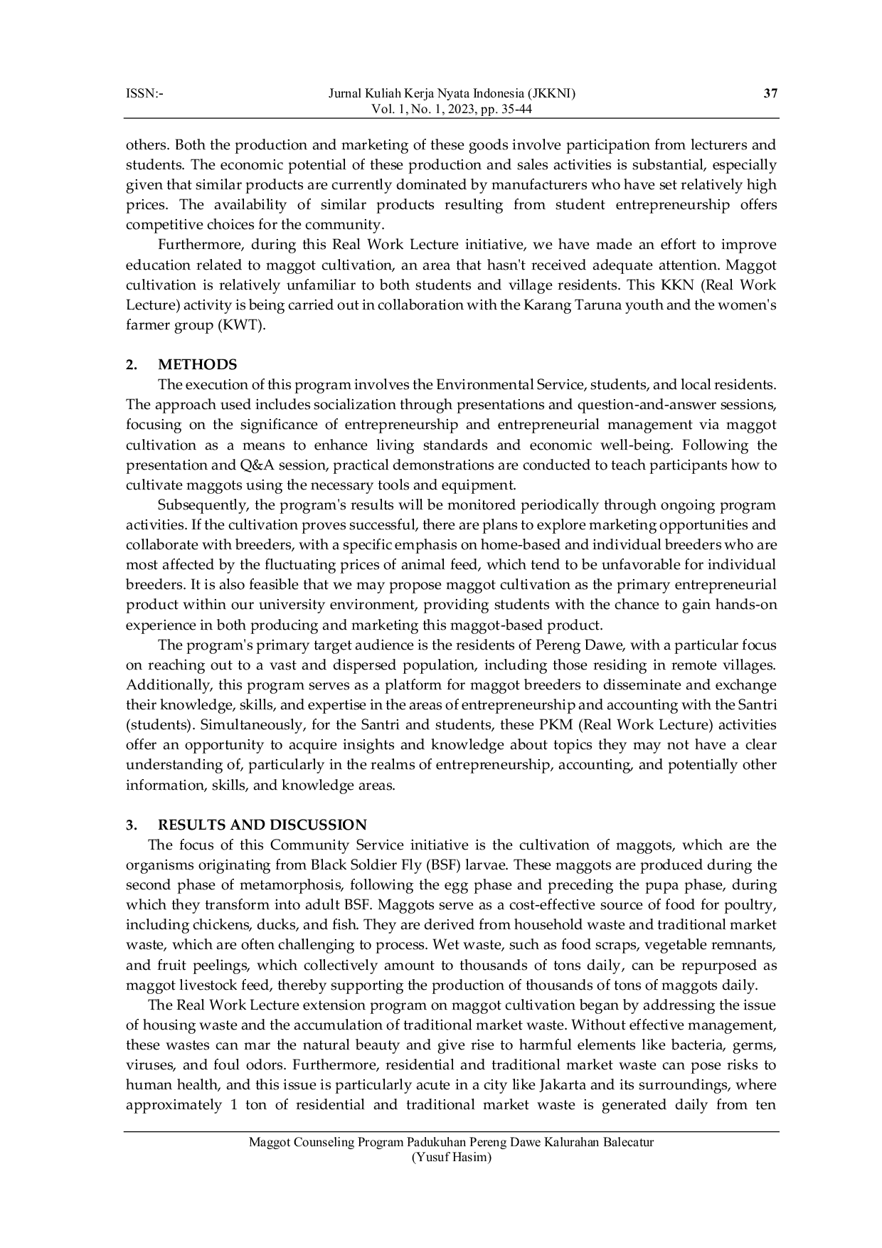 JURIS Maggot Counseling Program Padukuhan Pereng Dawe Kalurahan Balecatur