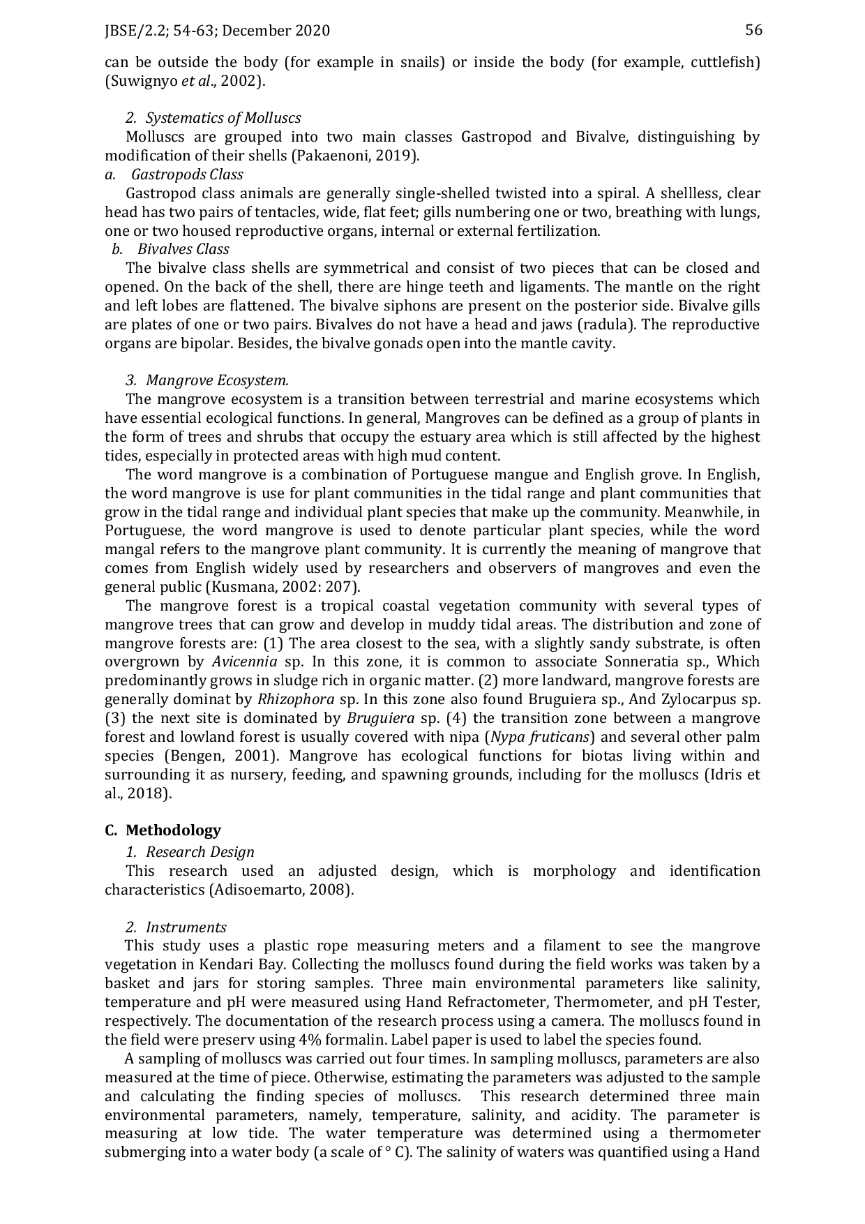 JURIS The Diversity of Molluscs in Mangrove Ecosystem of Kendari Bay