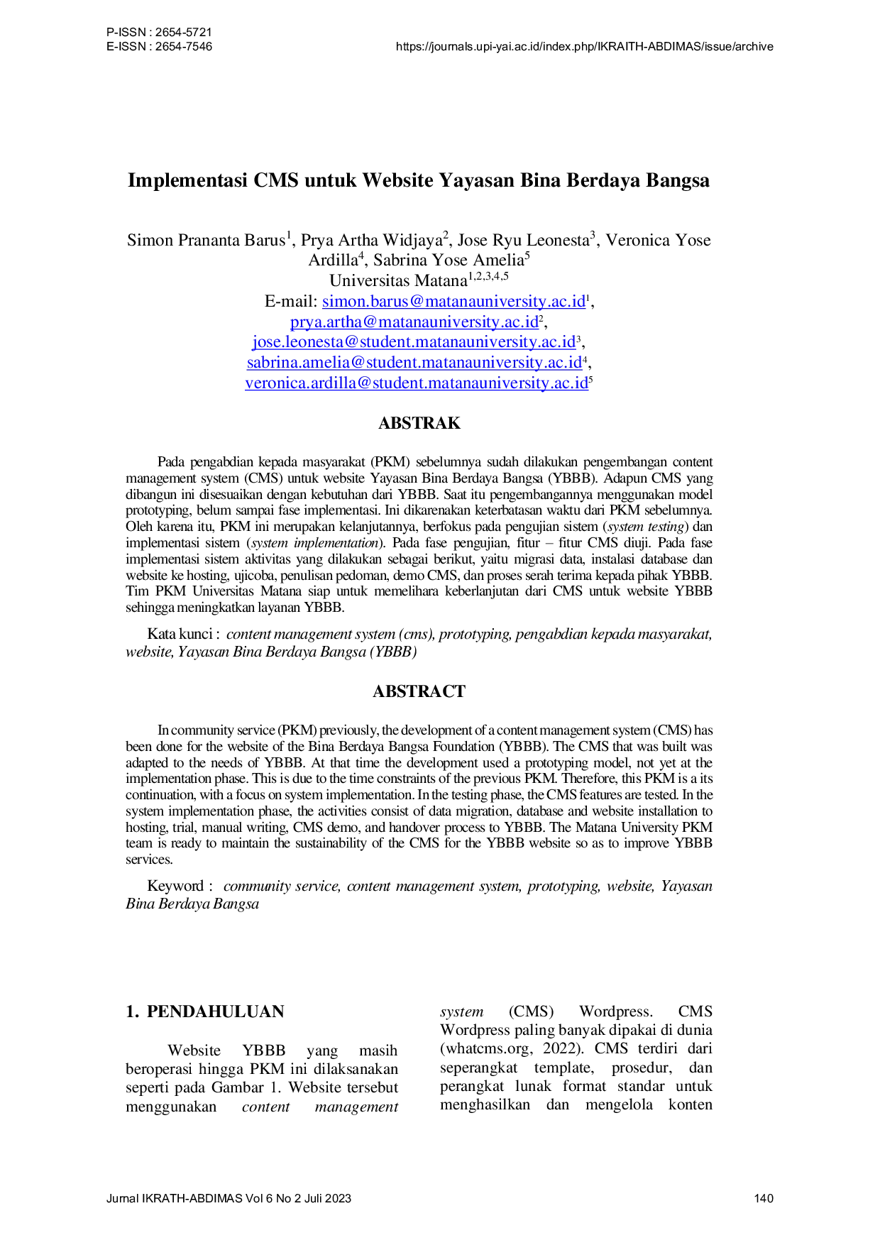 JURIS Implementasi CMS untuk Website Yayasan Bina Berdaya Bangsa