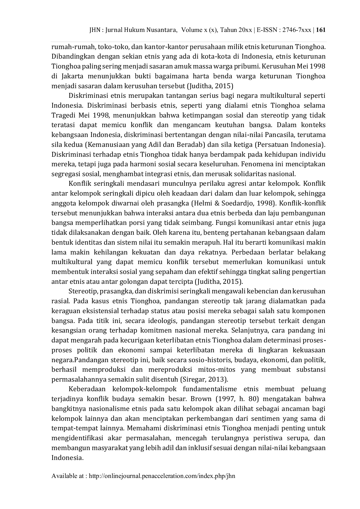 JURIS Pancasila Sebagai Landasan Moral dalam Mengatasi Diskriminasi Etnis Studi Kasus Diskriminasi Terhadap Etnis Tionghoa di Indonesia