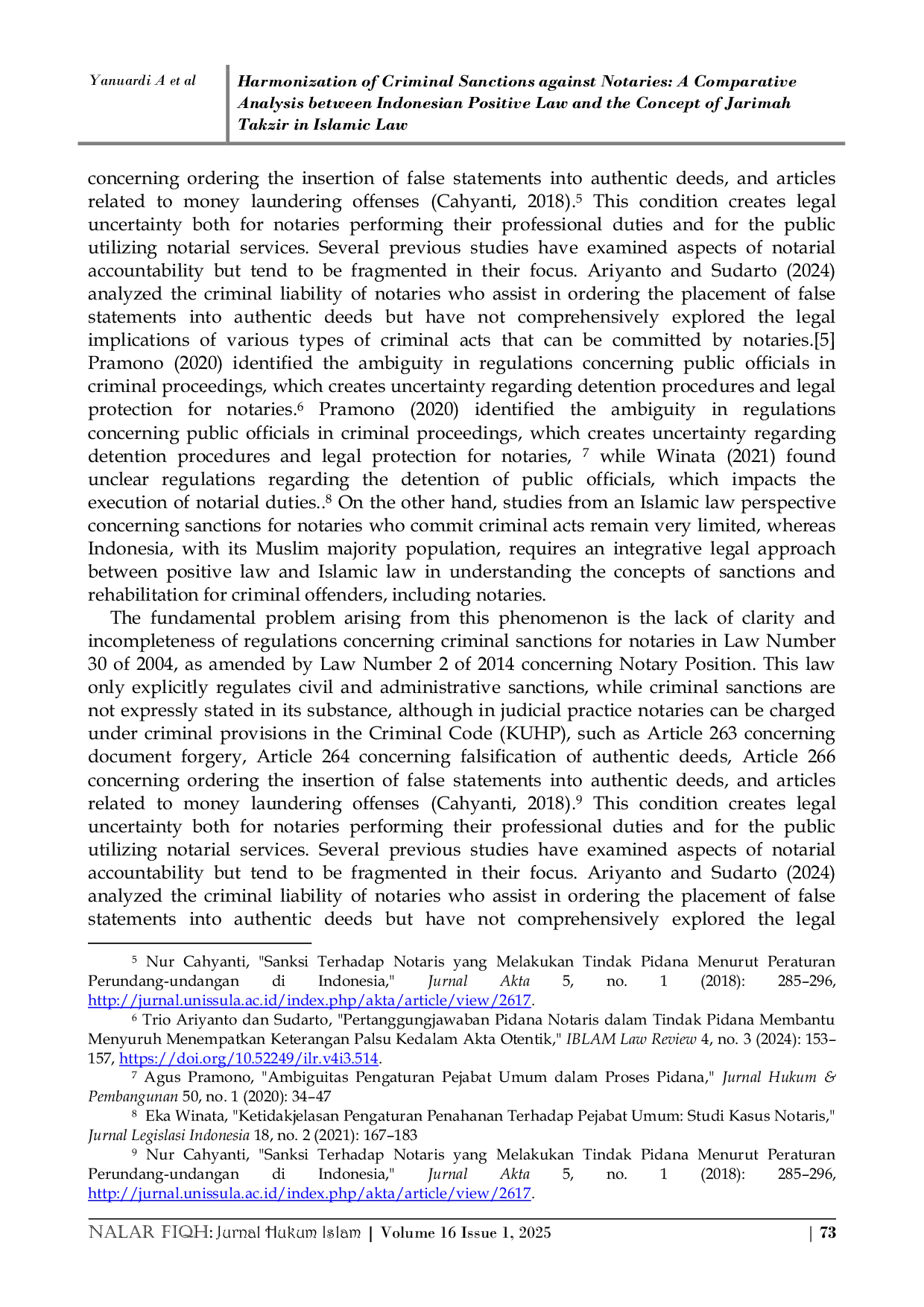 JURIS Harmonization of Criminal Sanctions against Notaries A Comparative Analysis between Indonesian Positive Law and the Concept of Jarimah Takzir in Islamic Law