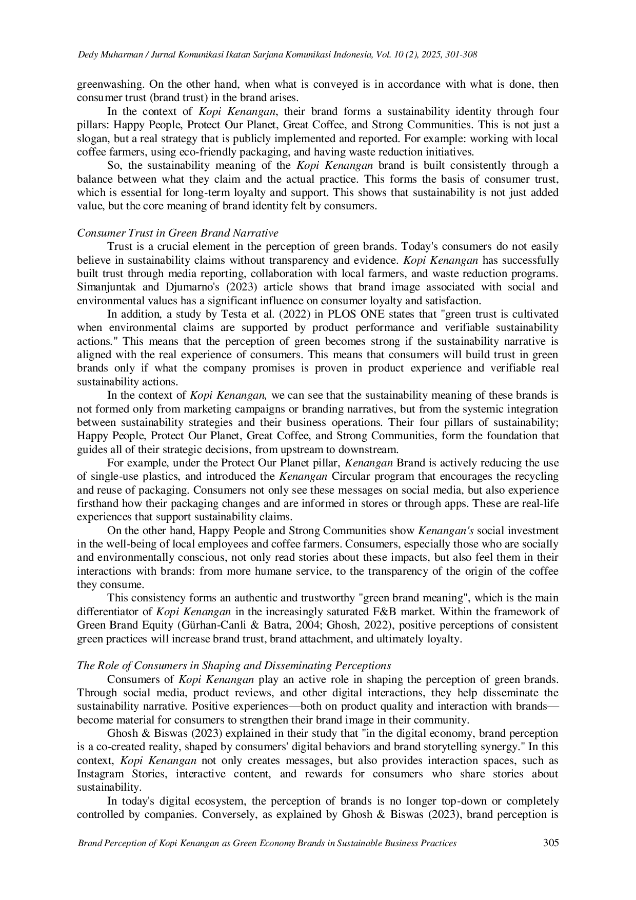 JURIS Brand Perception of Kopi Kenangan as Green Economy Brands in Sustainable Business Practices