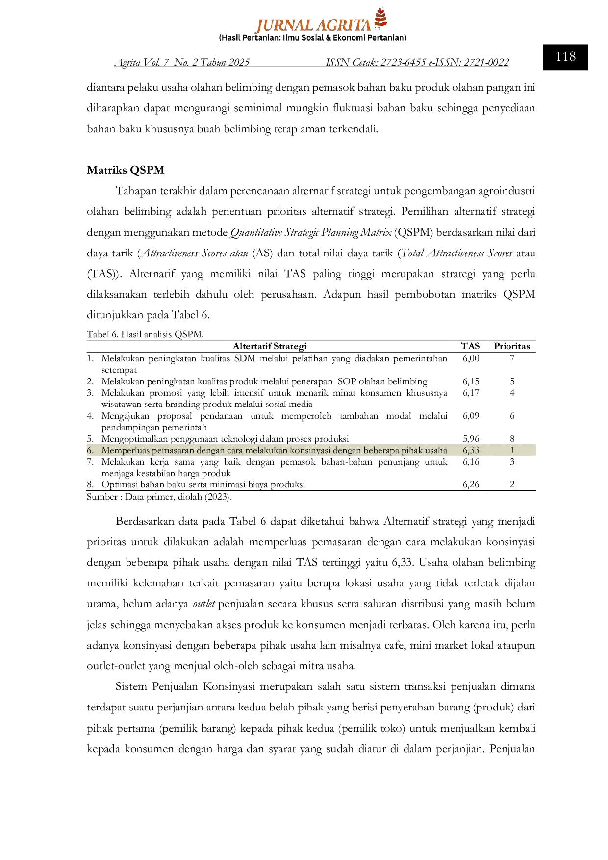 JURIS Analisis Strategi Pengembangan Agroindustri Belimbing di Depok dengan Metode SWOT dan QSPM