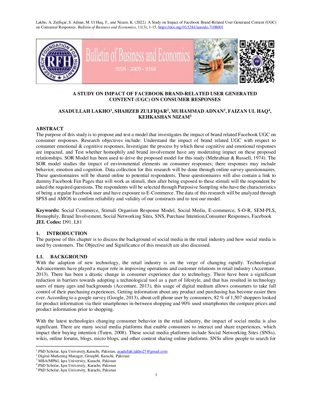 JURIS A Study on Impact of Facebook Brand Related User Generated Content UGC on Consumer Responses