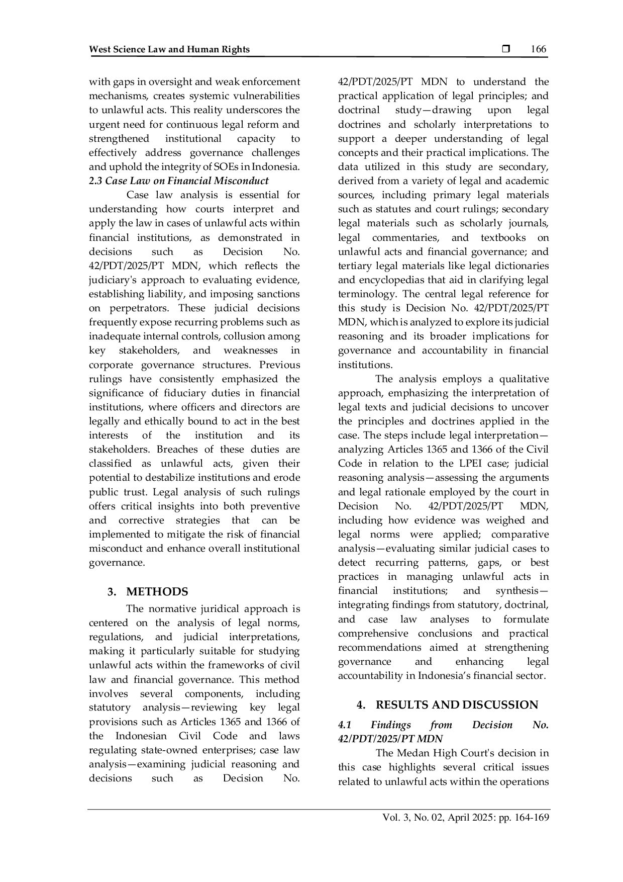 JURIS Juridical Analysis of Unlawful Acts at the Indonesian Exim LPEI Bank Analysis of Decision No 42 PDT 2025 PT MDN of the Medan High Court