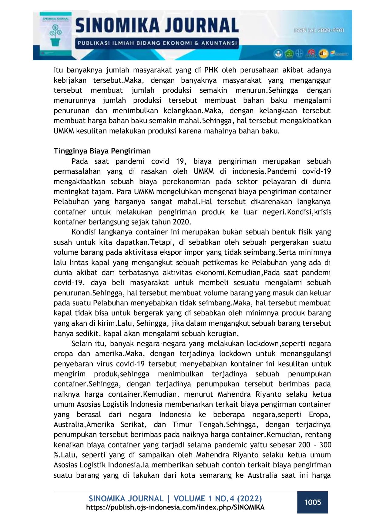 JURIS Analisis Faktor Faktor Penghambat UMKM Di Indonesia Dalam Melaksanakan Ekspor Selama Pandemi Covid 19