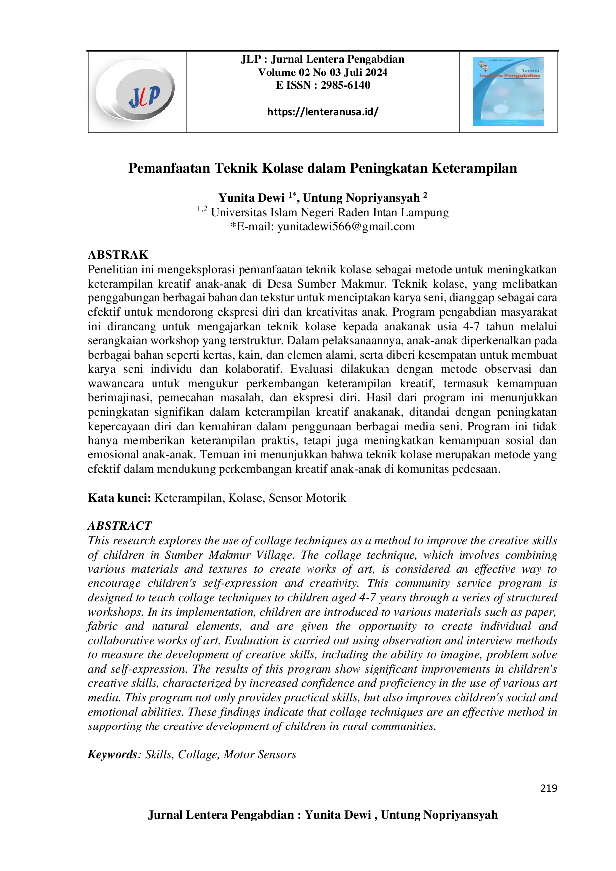 juris Pemanfaatan Teknik Kolase dalam Peningkatan Keterampilan