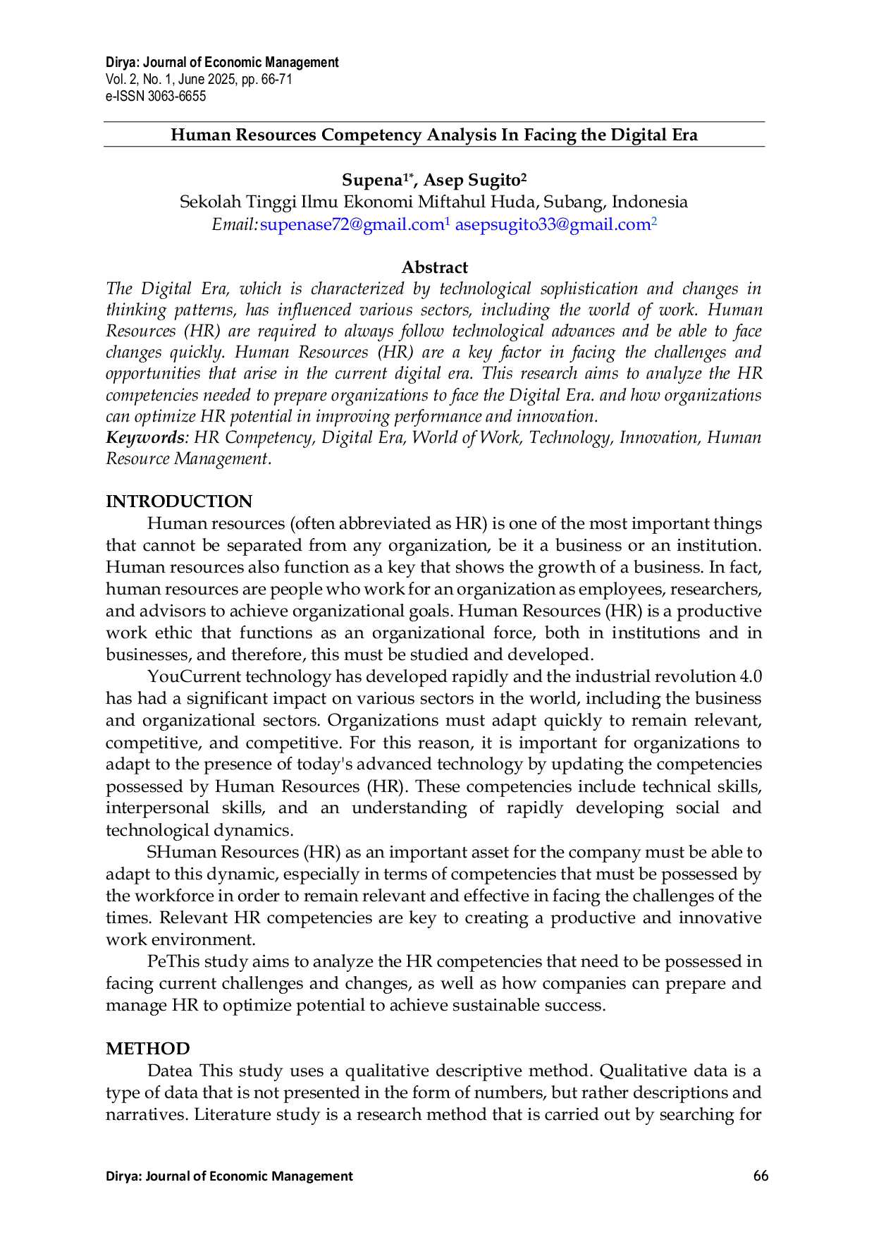 JURIS Human Resources Competency Analysis In Facing the Digital Era