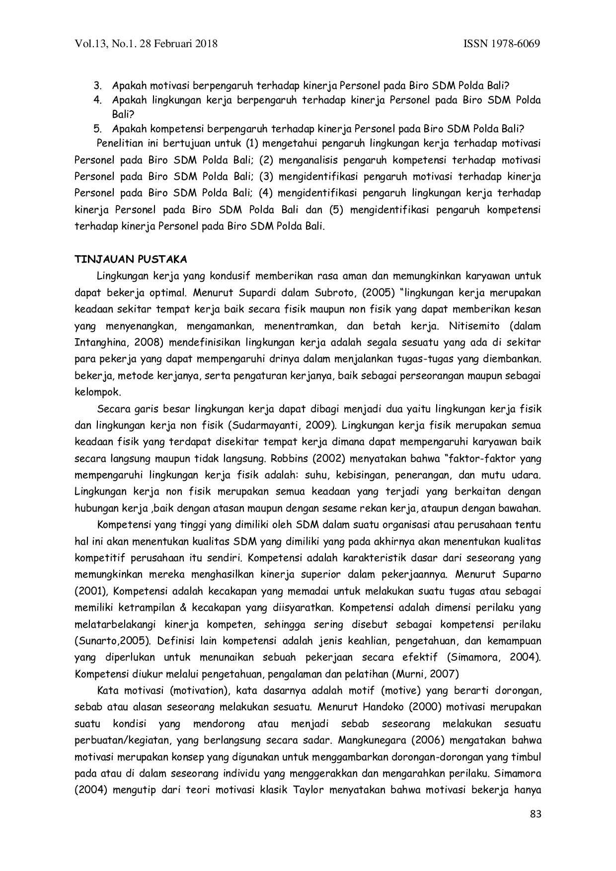 JURIS Analisis Lingkungan Kerja Dan Kompetensi Dalam Meningkatkan Motivasi Dan Kinerja Personel Biro SDM Polda Bali