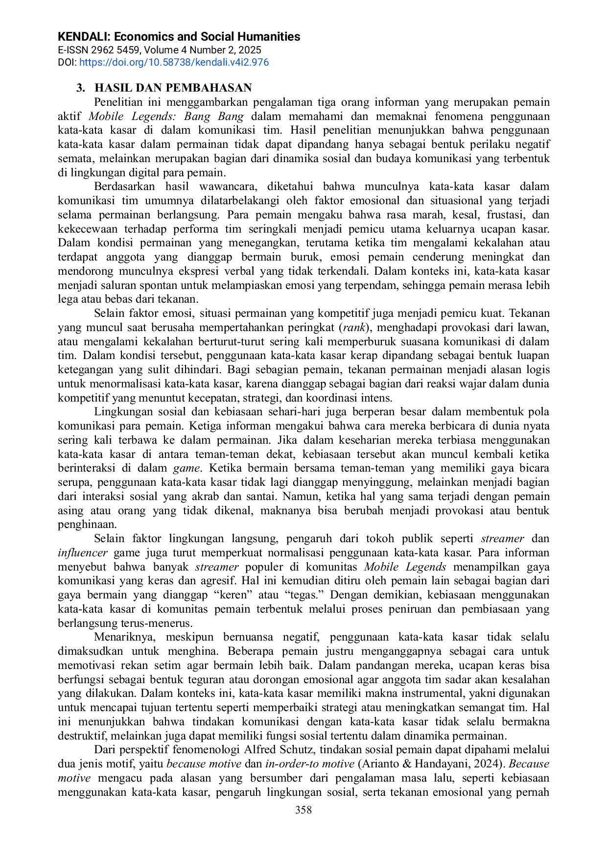 JURIS Fenomena Komunikasi Tim Mobile Legends Bang Bang Dalam Ekspresi Emosi Dan Keakraban Melalui Kata Kata Kasar