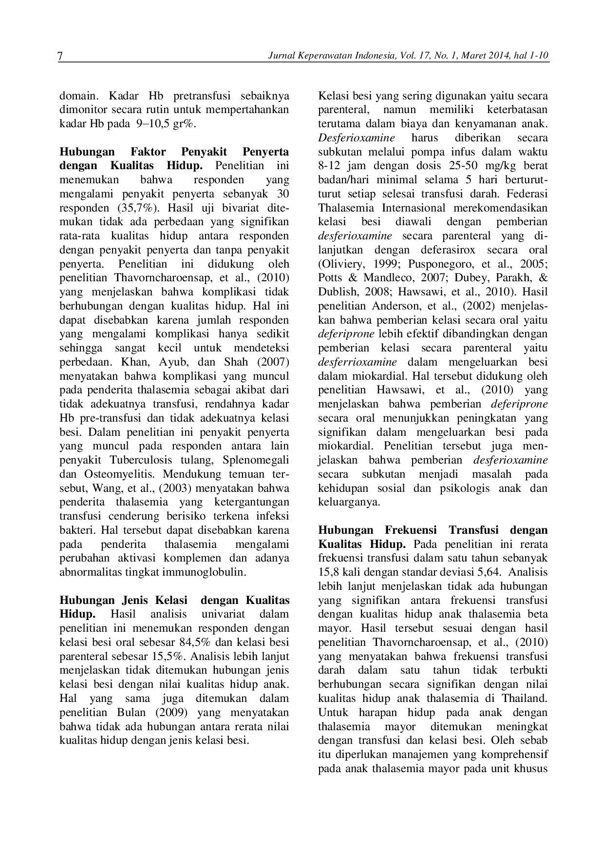 juris Analisis Faktor yang Memengaruhi Kualitas Hidup Anak Thalassemia Beta Mayor