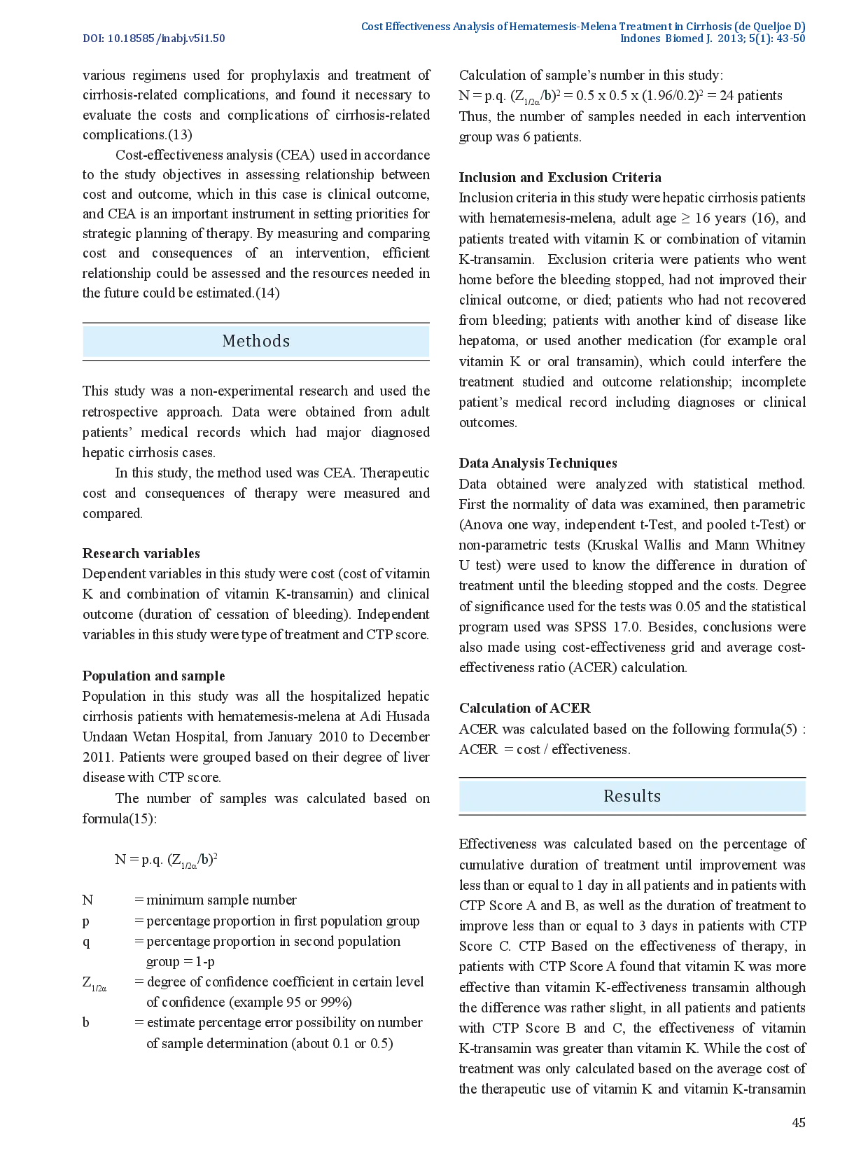 juris Cost Effectiveness Analysis of Pharmacotherapy for Hematemesis Melena Treatment in Hospitalized Patients with Hepatic Cirrhosis