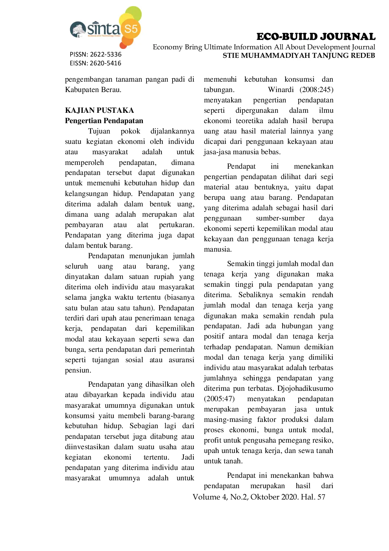 JURIS Pengaruh Luas Lahan dan Modal Terhadap Pendapatan Petani Padi Di Kampung Buyung Buyung Kecamatan Tabalar