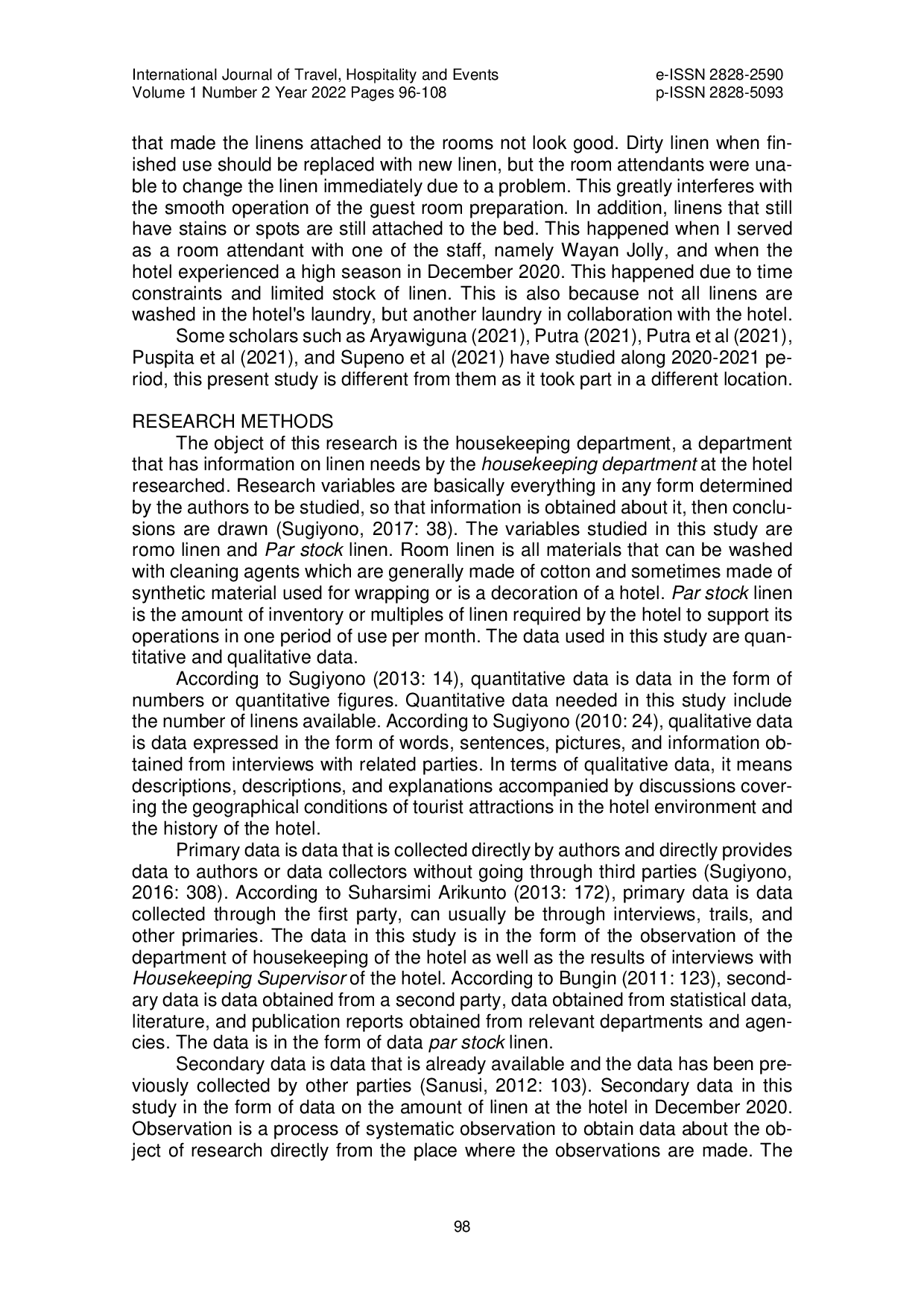 JURIS The Handling of Linen Needs in the Context of Cleanliness Health Safety and Environment Sustainability