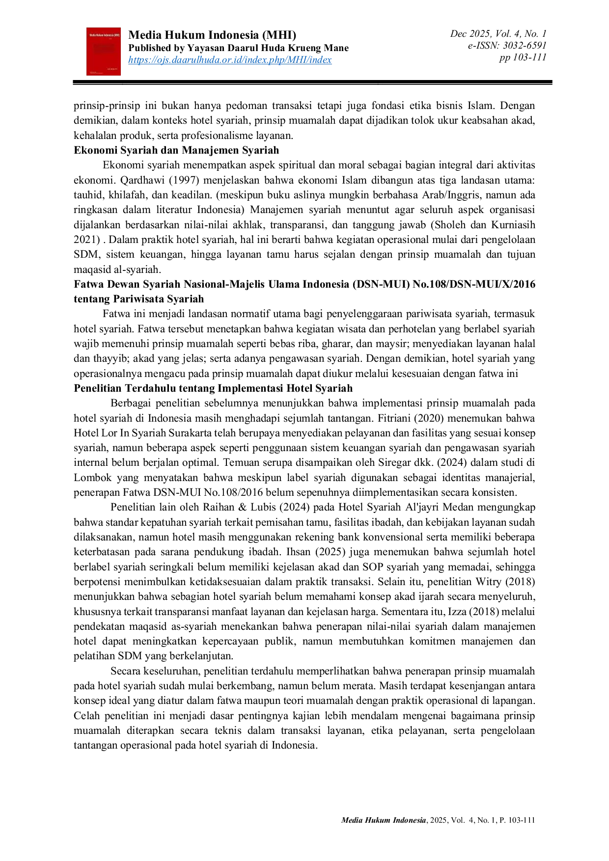 JURIS Analysis of the Implementation of Muamalah Principles in the Operations of a Sharia Hotel Case Study at Savindra Residence