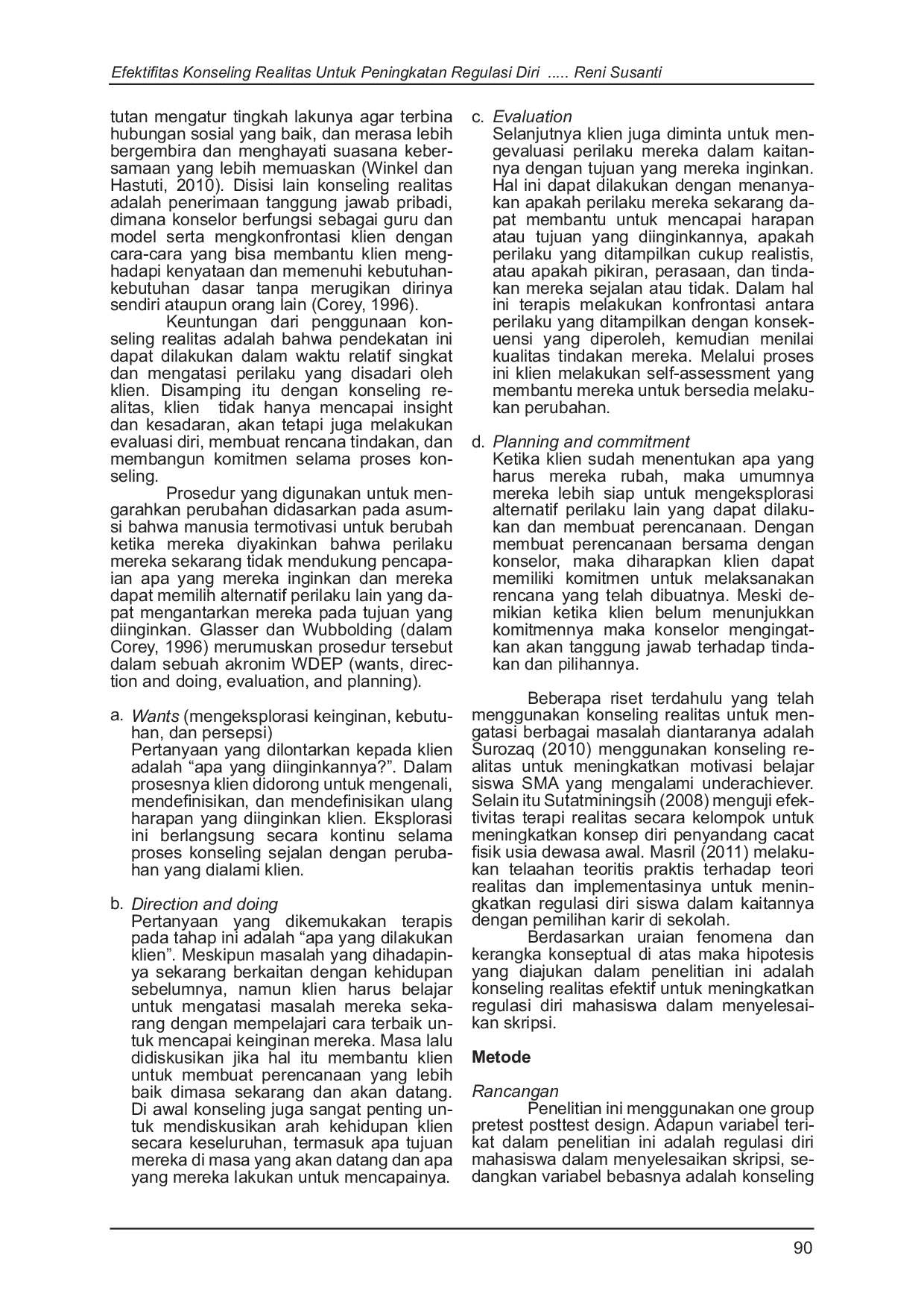 JURIS Efektivitas Konseling Realitas Untuk Peningkatan Regulasi Diri Mahasiswa Dalam Menyelesaikan Skripsi