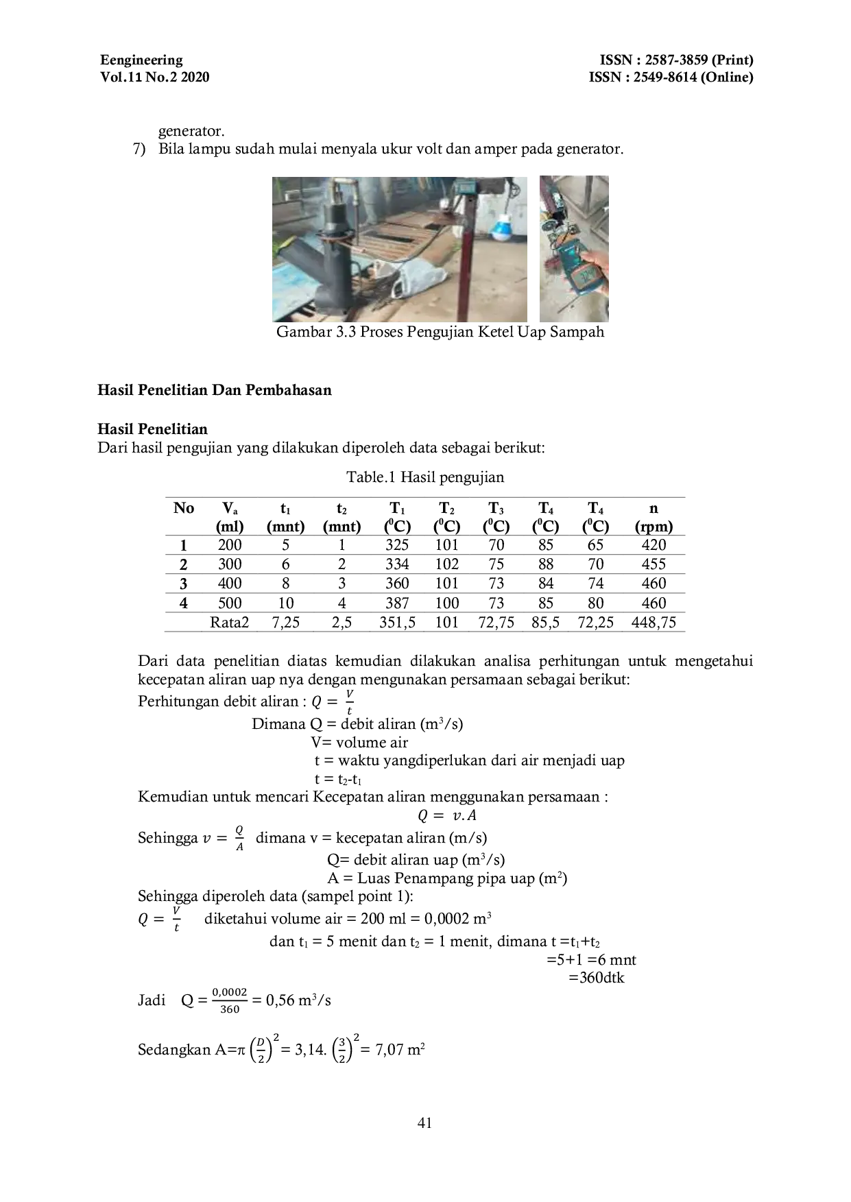 JURIS Analisa Kecepatan Aliran Uap Pada Aplikasi Pemanfaatan Sampah Rumah Tangga Sebagai Media Pembakaran dalam Perencanaan Ketel Uap