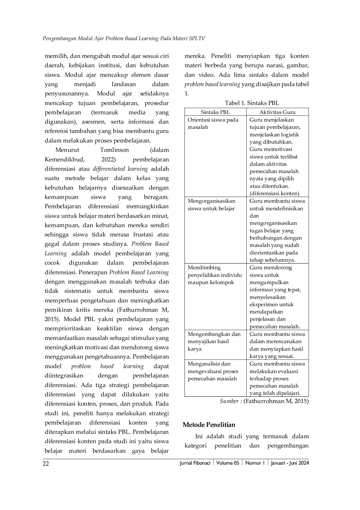 JURIS Pengembangan Modul Ajar Problem Based Learning pada Materi SPLTV