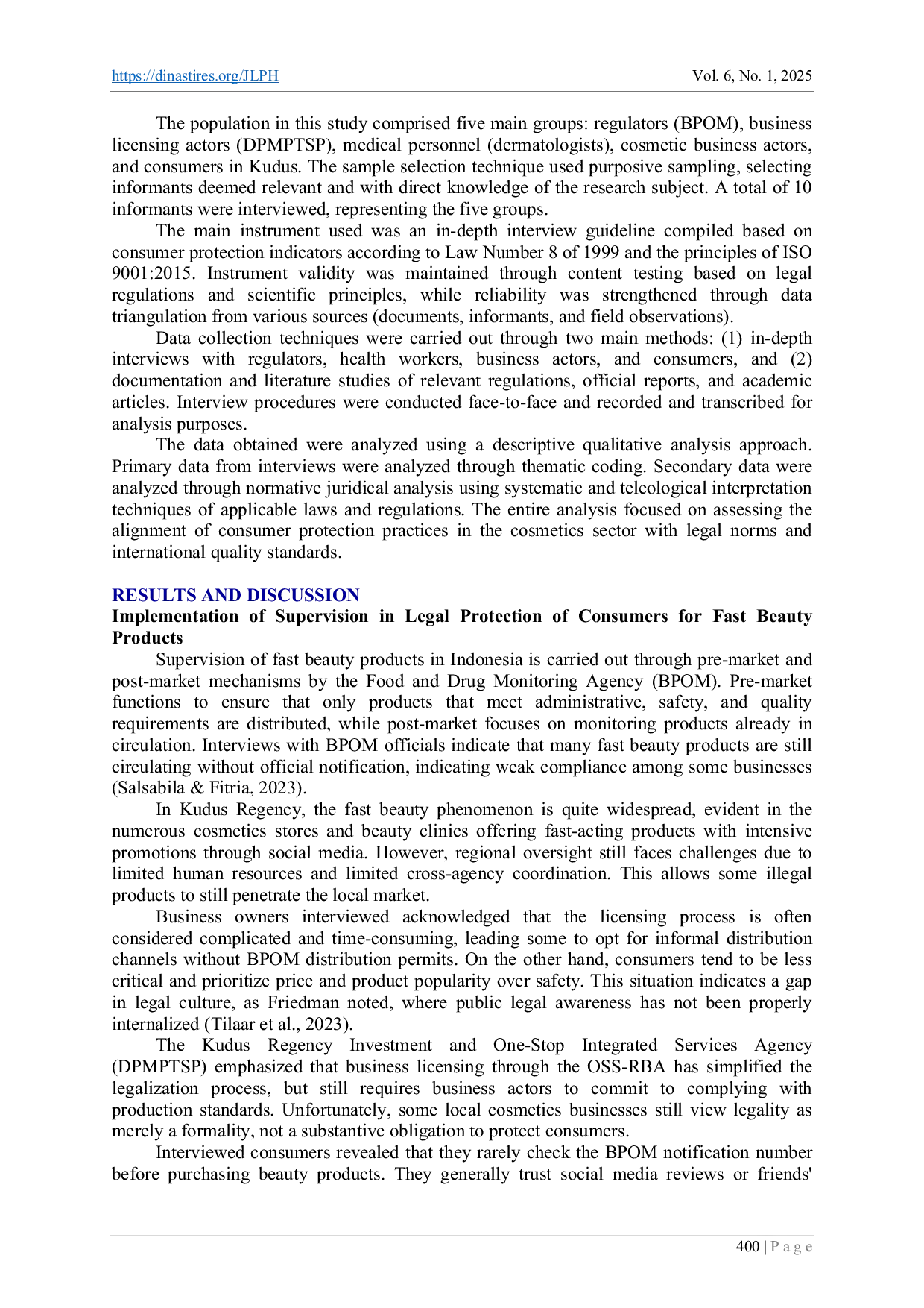 JURIS The Role of Law in Safeguarding Consumers in the Fast Beauty Industry A Legal Analysis on Product Safety and Quality