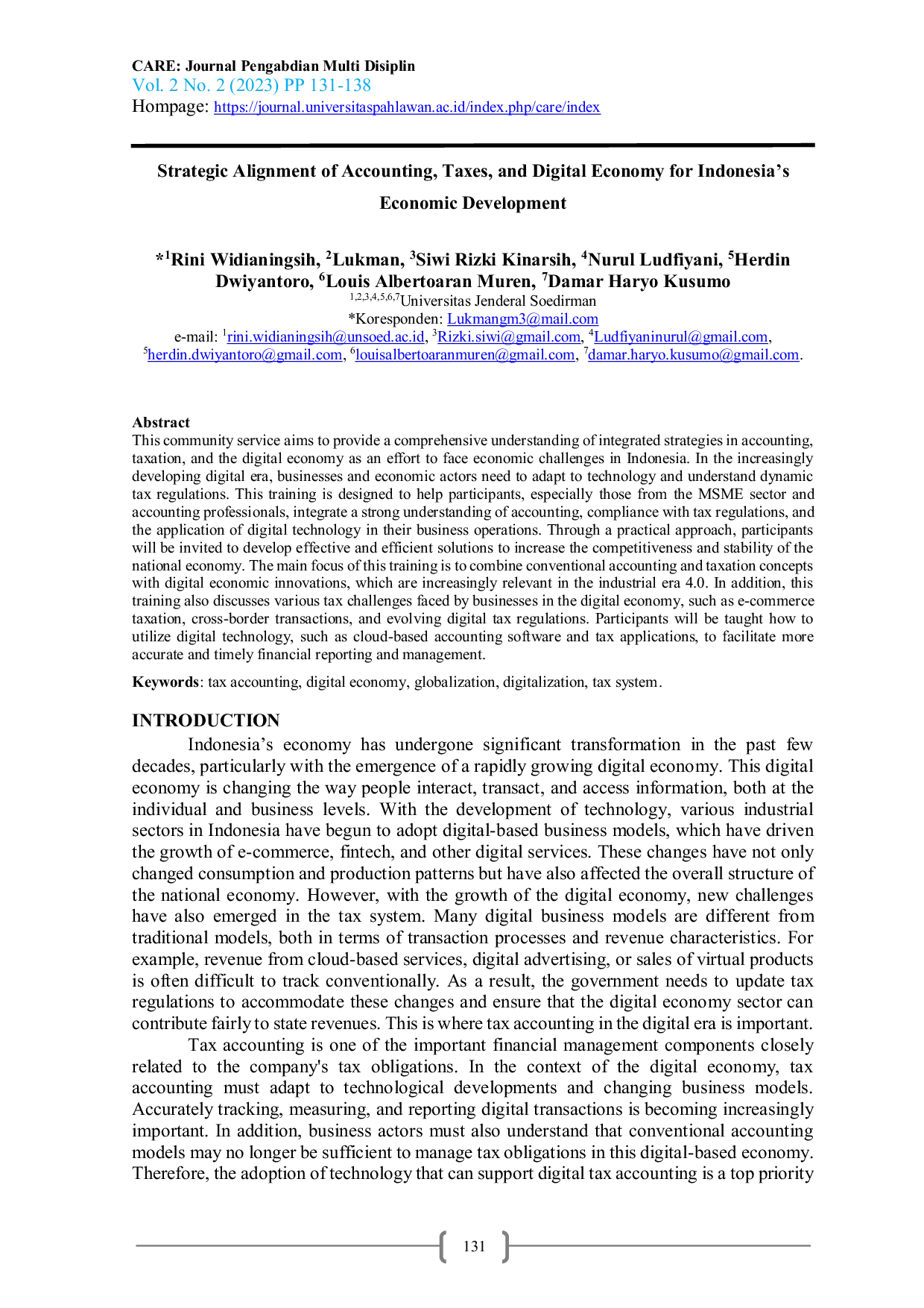 JURIS Strategic Alignment of Accounting Taxes and Digital Economy for Indonesia s Economic Development