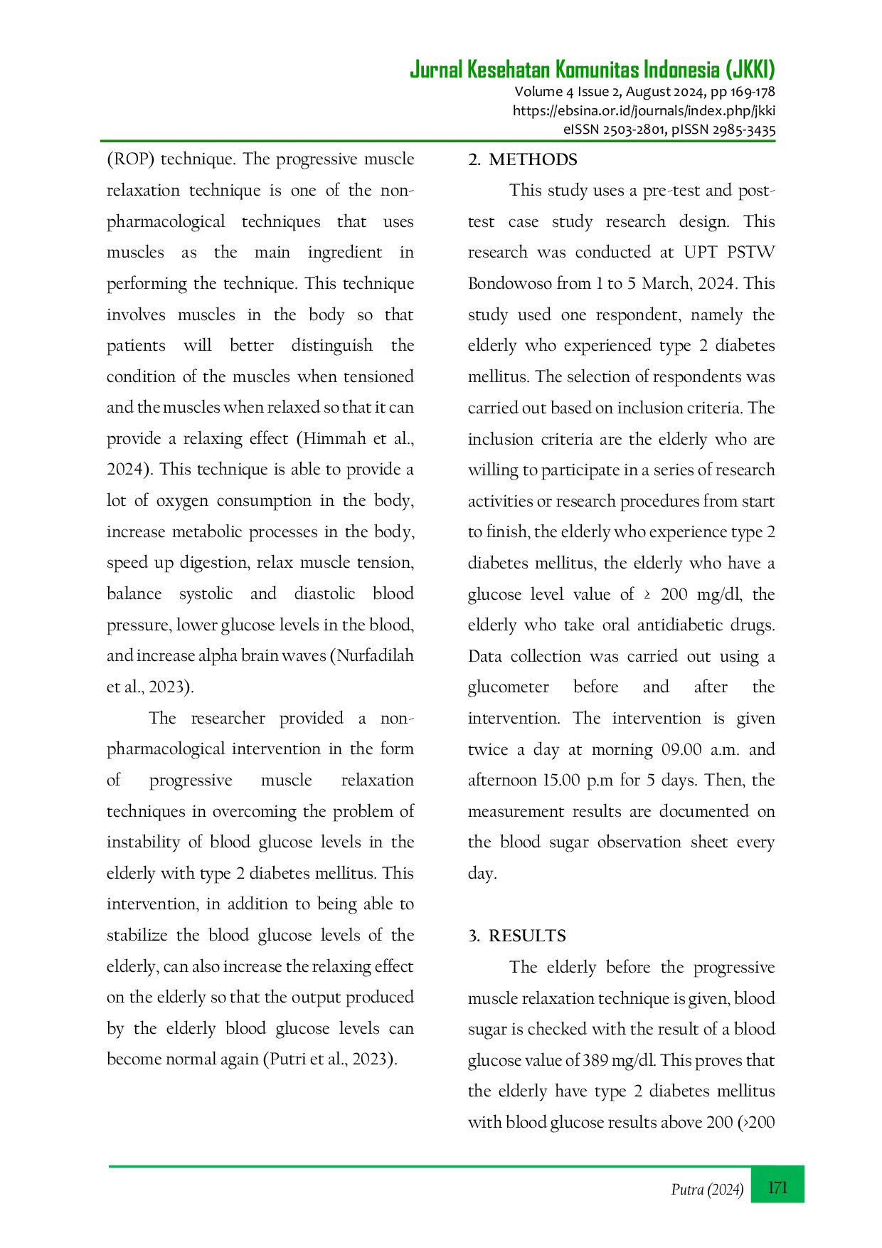 JURIS Application of Progressive Muscle Relaxation Technique to Reduce Blood Glucose Levels in Elderly with Diabetes Mellitus