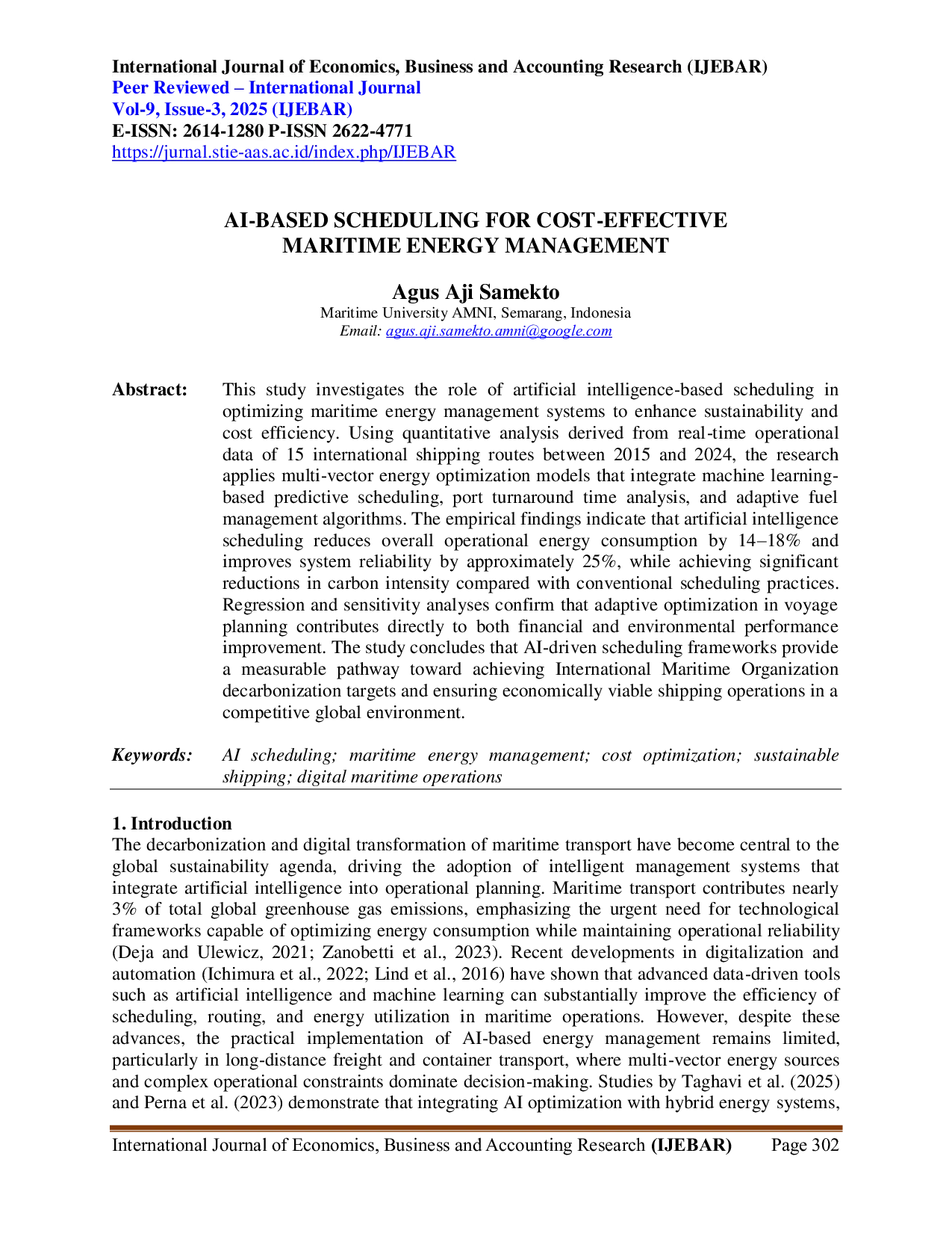 JURIS AI Based Scheduling for Cost Effective Maritime Energy Management