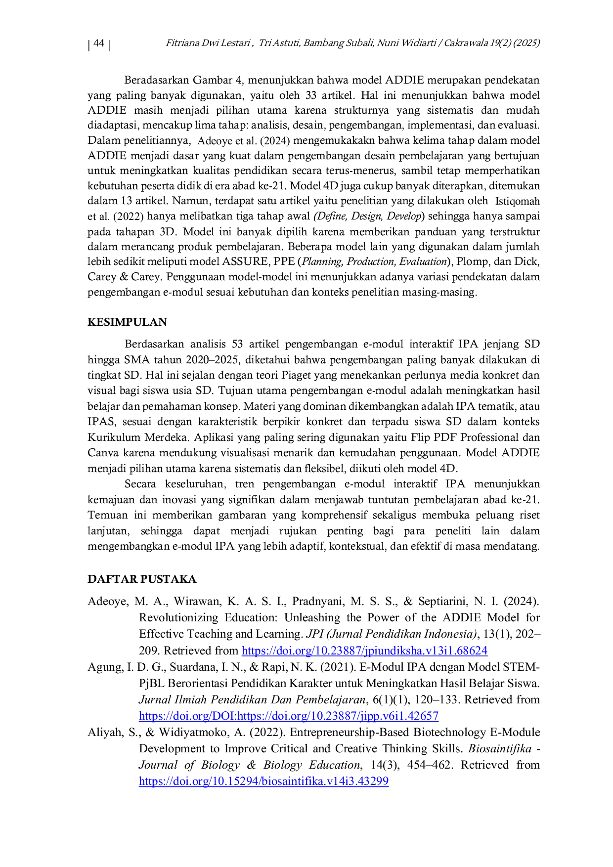 JURIS Literatur Review Tren Pengembangan E Modul pada Pembelajaran IPA untuk Jenjang SD SMA Rentang Tahun 2020 2025