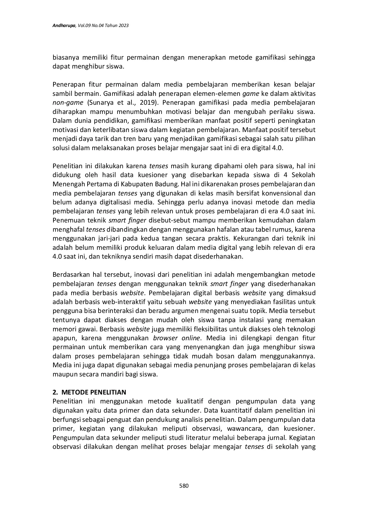 JURIS Media Pembelajaran Interaktif Smart Finger Tenses Berbasis Website untuk Siswa Sekolah Menengah Pertama di Badung