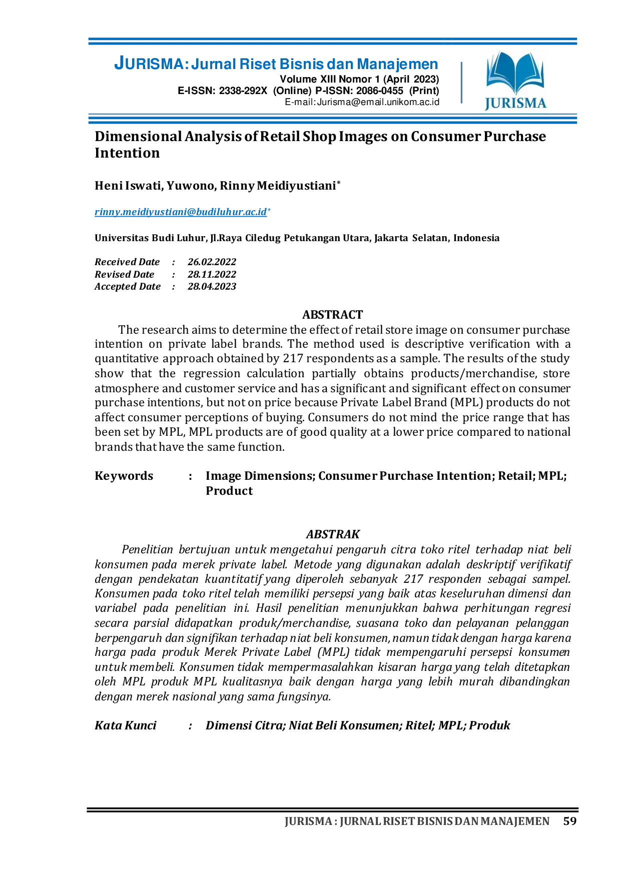 JURIS Dimensional Analysis of Retail Shop Images on Consumer Purchase Intention