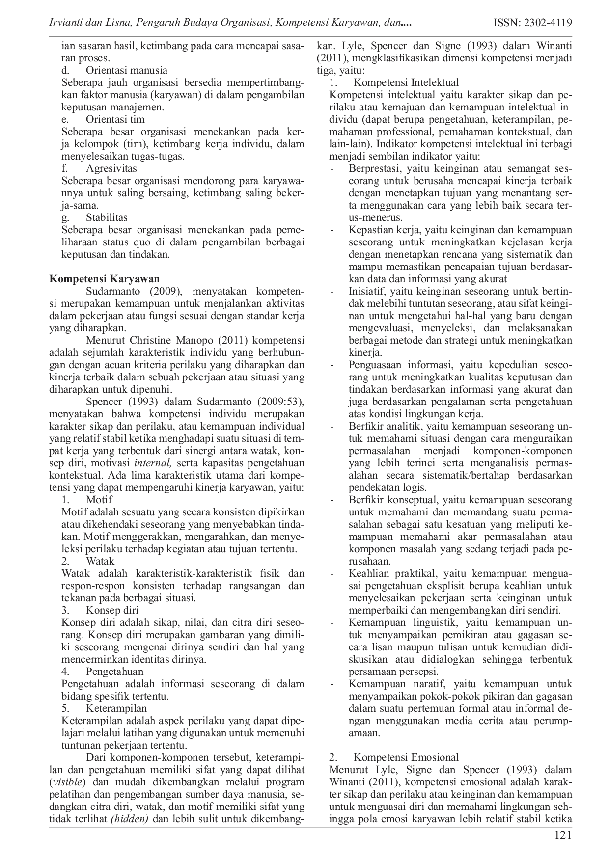 JURIS Pengaruh Budaya Organisasi Kompetensi Karyawan dan Komitmen Organisasi Terhadap Kinerja Karyawan Pada PT Raja Pasar Abadi